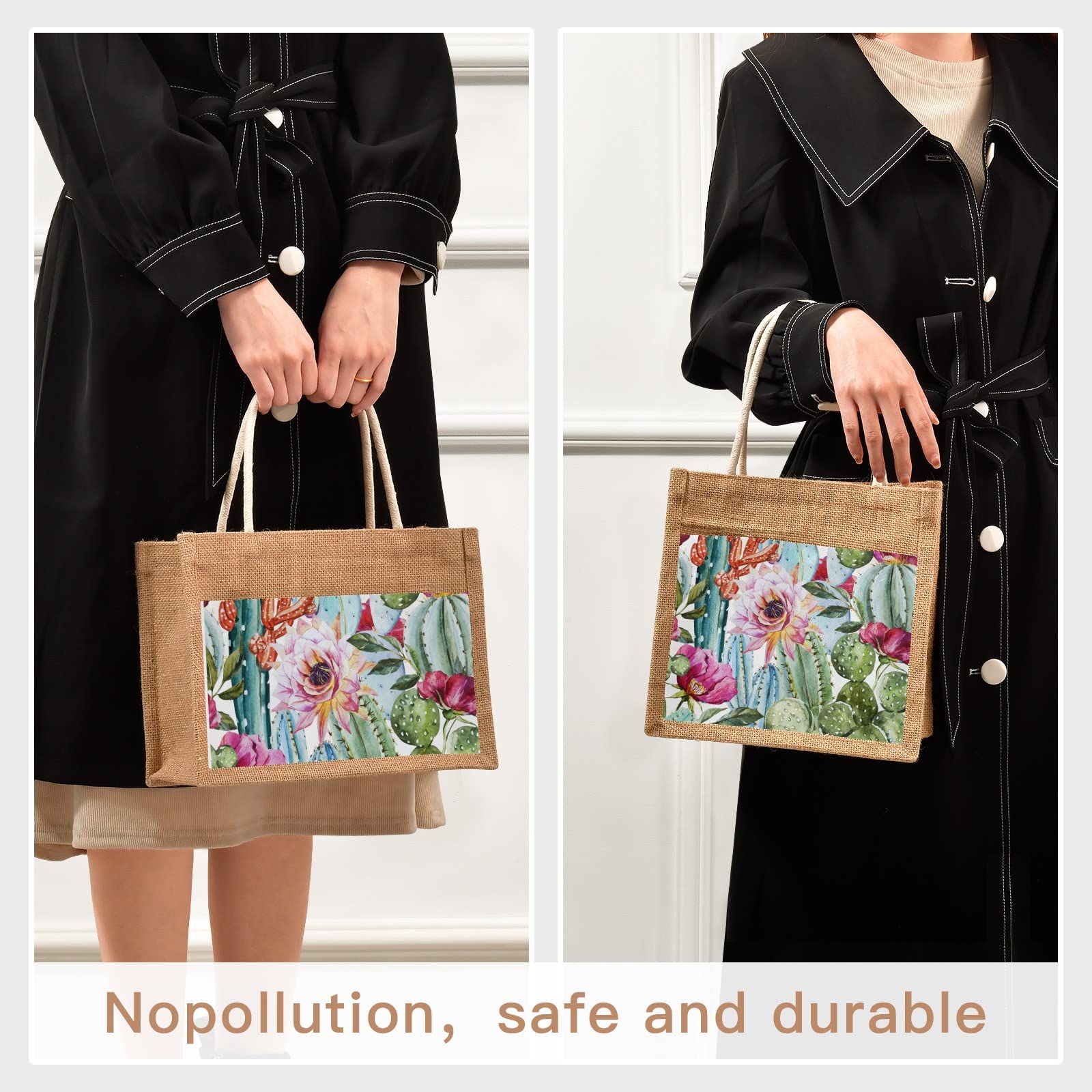 Eco-Friendly Jute Tote Bags with Zipper Closure & Sturdy Handles - 10