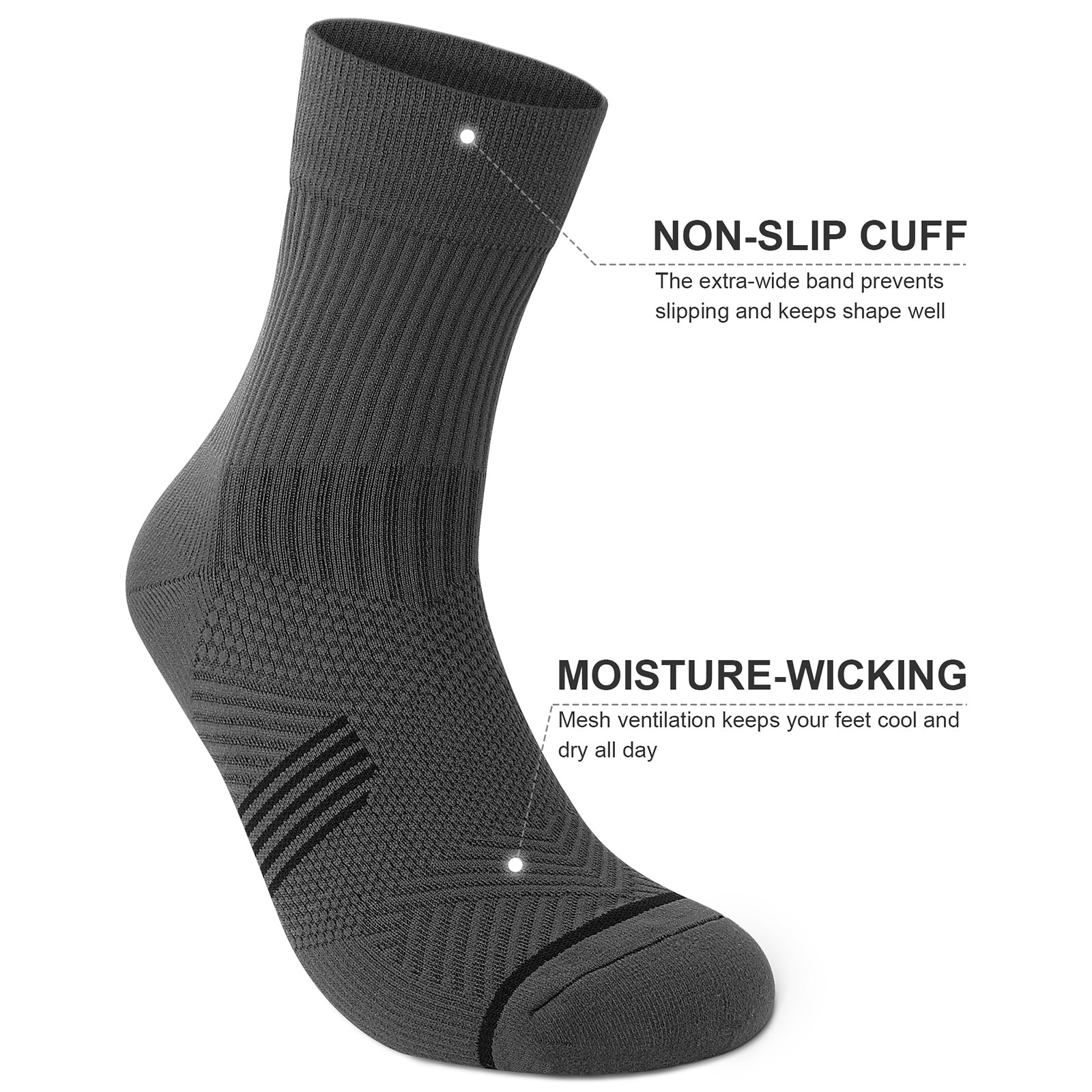 GECKOMAN x PAPLUS Compression Athletic Crew Socks for Men & Women - Moisture-Wicking Performance Socks for Running, Hiking & Sports - Best Workout Socks for Athletes