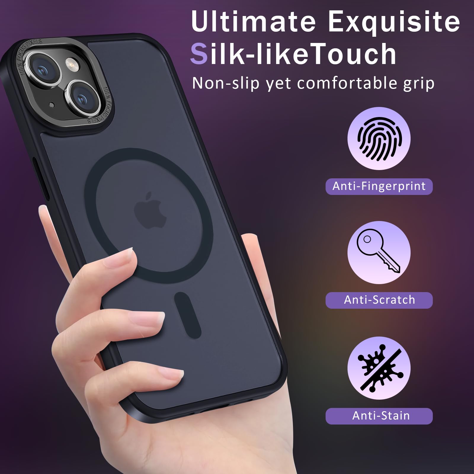 DMDMBATH Magnetic iPhone 15 Case with MagSafe Compatibility - Military Grade Drop Protection, Slim Matte Translucent Protective Cover for iPhone 15 (Black) - Perfect for Everyday Use, Travel & Outdoor Activities