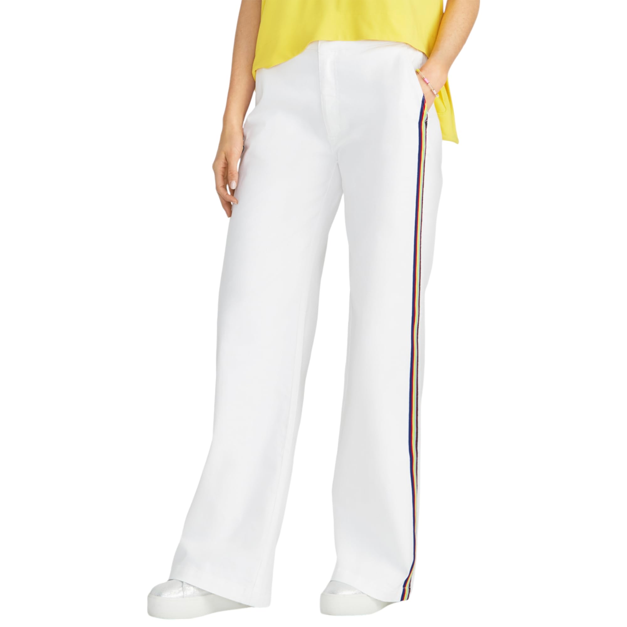 Rachel Roy Women's Kelly Rainbow-Striped Pants - White Size 30 | Comfortable Casual & Work Pants for Women | Perfect for Office, Travel & Everyday Wear