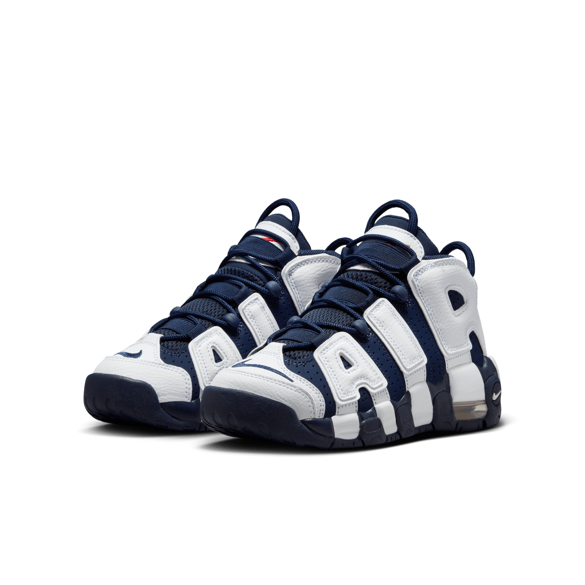 Nike Air More Uptempo GS Olympic White/Red Basketball Shoes for Girls - Comfortable Retro Sneakers for School, Sports & Street Fashion