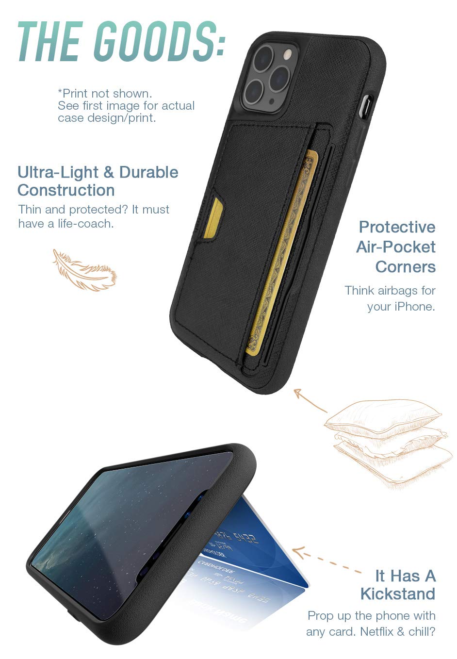 Smartish Aquarius Slim Protective Wallet Case for iPhone 11 Pro Max with Kickstand & Credit Card Holder | Wallet Slayer Vol 2 | Perfect for Everyday Use, Travel & Business Meetings