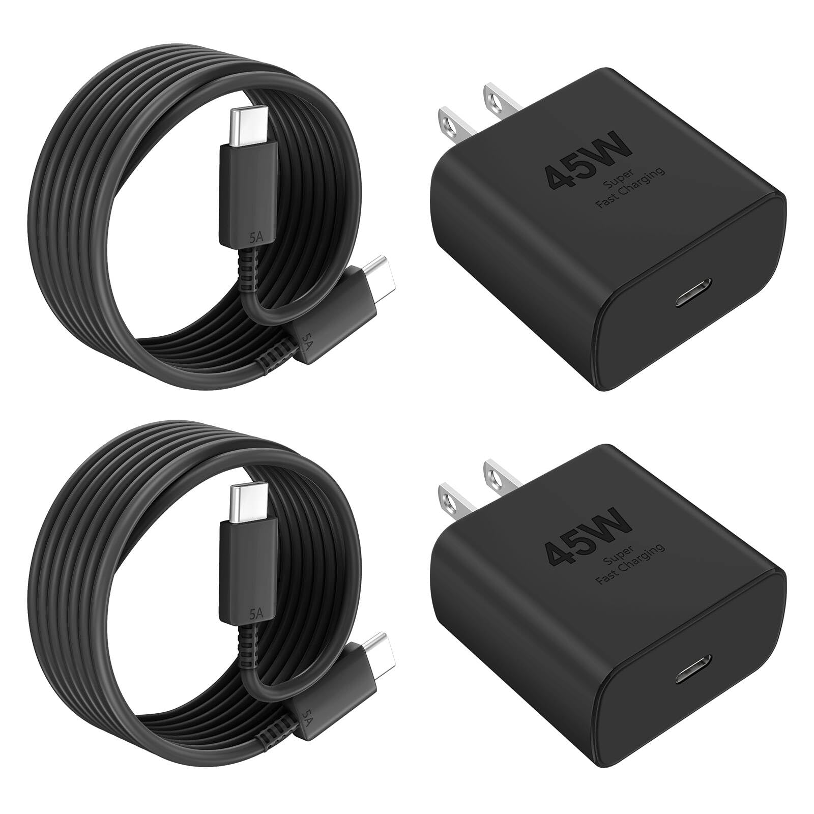 45W USB C Fast Charger for iPhone 16 Pro Max - Super Fast Charging Block with 10FT Long Type C Cable - Compatible with iPhone 16/16 Pro/16 Pro Max/16 Plus/15/15 Pro Max & Samsung Galaxy - Perfect for Home, Office & Travel - Black