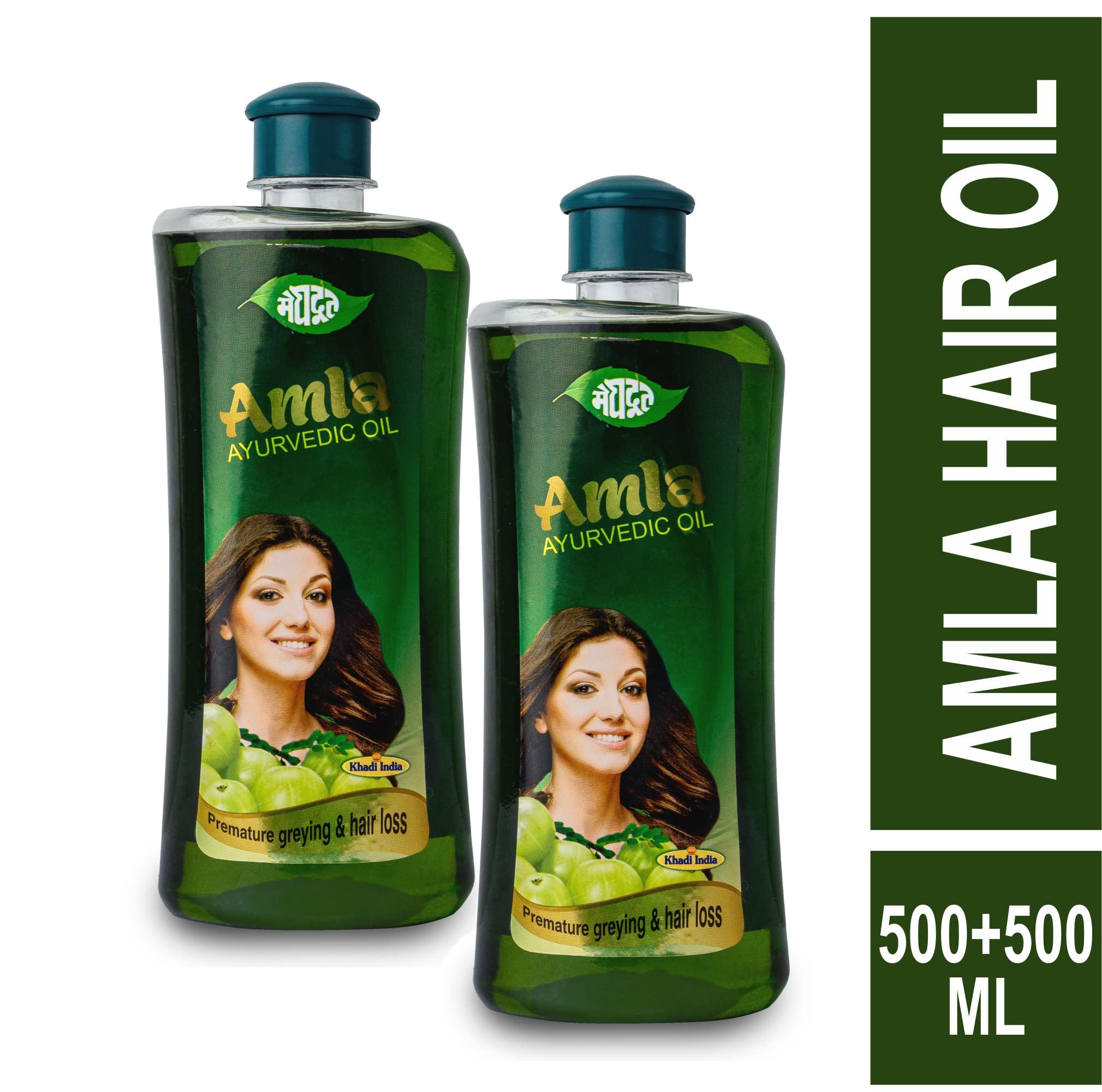 Meghdoot Amla Hair Oil - 1000ml with Natural Ingredients (Aloe Vera, Neem, Henna, Brahmi, Bhringraj & Fenugreek) for Strong, Long & Thick Hair Growth | Hair Treatment for Dry, Damaged Hair & Scalp Care | Perfect for Daily Nourishment & Styling