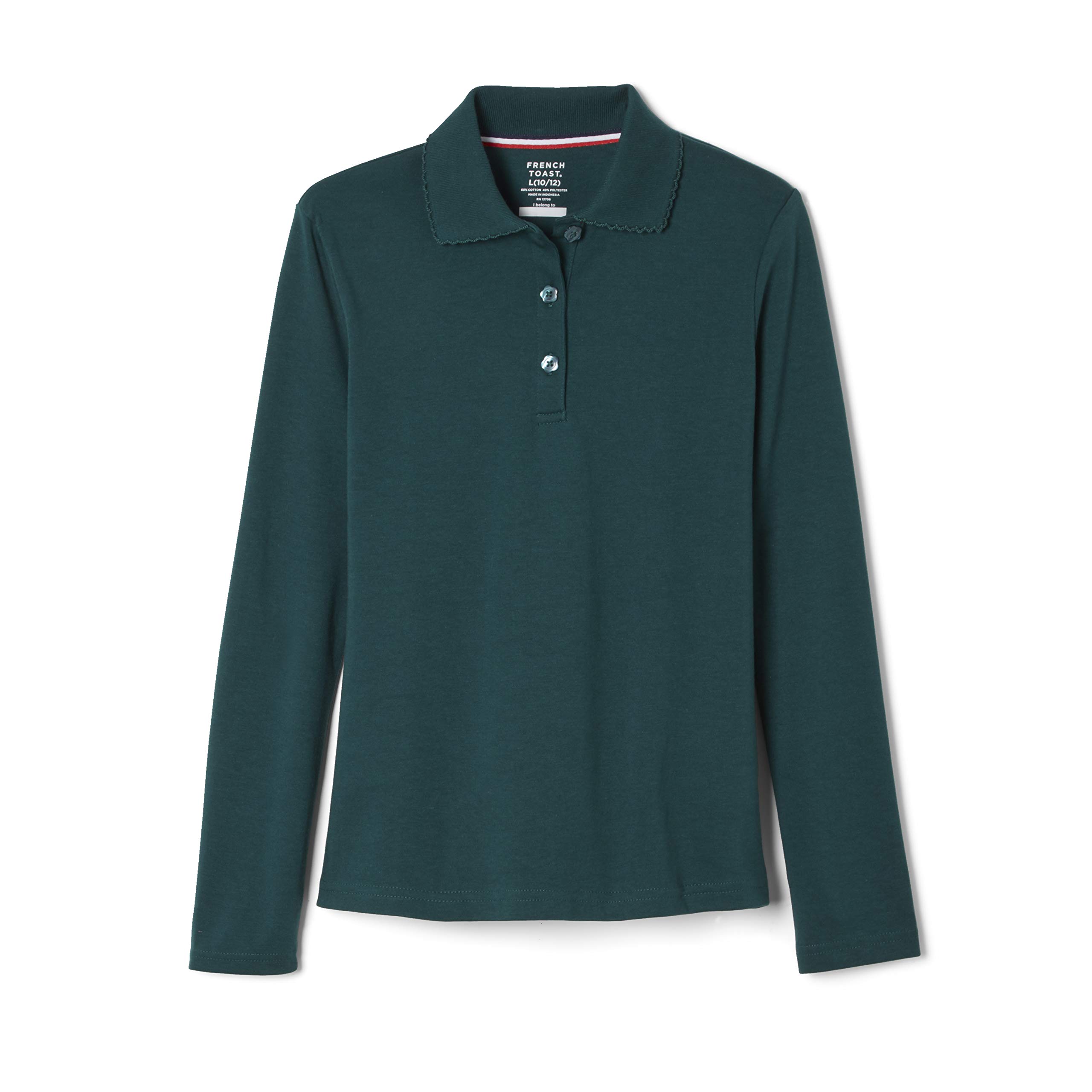 French Toast Girls' Long Sleeve Polo Shirt with Picot Collar - School Uniform Top for Standard & Plus Sizes | Perfect for Classrooms, School Events & Dress Codes
