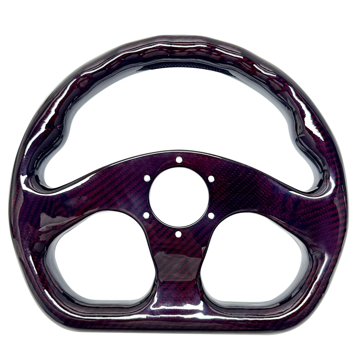 Universal 320mm Carbon Fiber Racing Steering Wheel - Flat Bottom D-Shape Design, 6-Hole Mounting for Enhanced Grip (Red) | Perfect for Sim Racing, Drifting & Track Day Enthusiasts