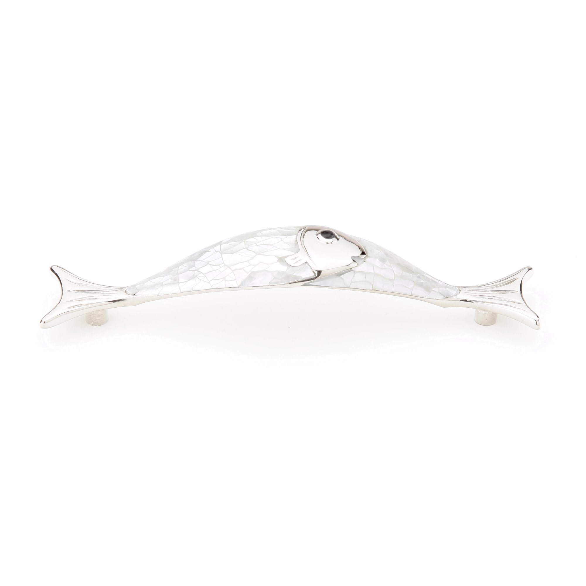 Schaub 850-MOP/PN Mother of Pearl Cabinet Knob 4.5 Inch Fish Design - Polished Nickel Finish for Kitchen, Bathroom & Furniture Upgrade | Elegant Home Decor Hardware