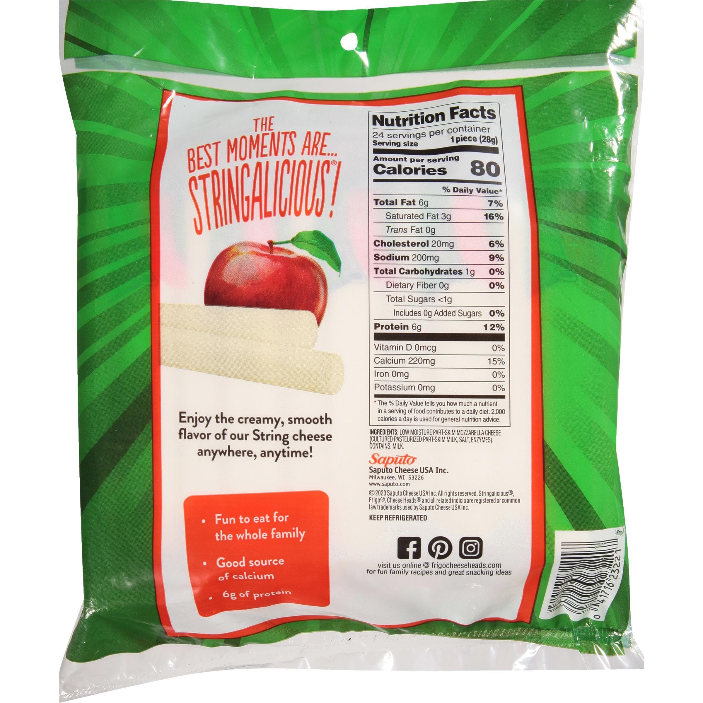 Frigo Cheese Heads String Cheese Snacks - 24 Count Pack | Low-Moisture Mozzarella Cheese Sticks | Perfect for Lunchboxes, Keto Diets & On-the-Go Snacking