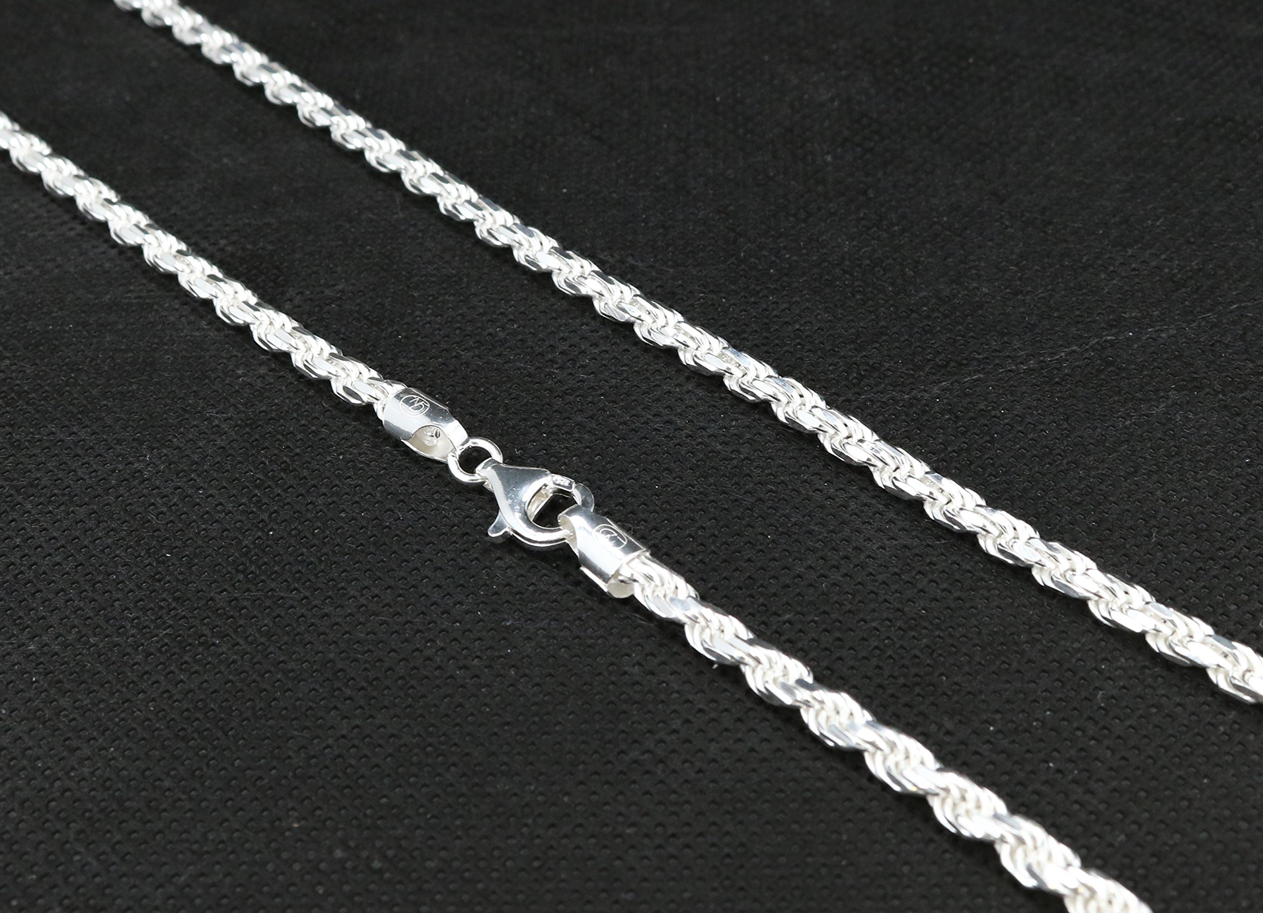 Sterling Silver 925 Real Solid Diamond Cut Rope Chain Necklace 5.0mm 18