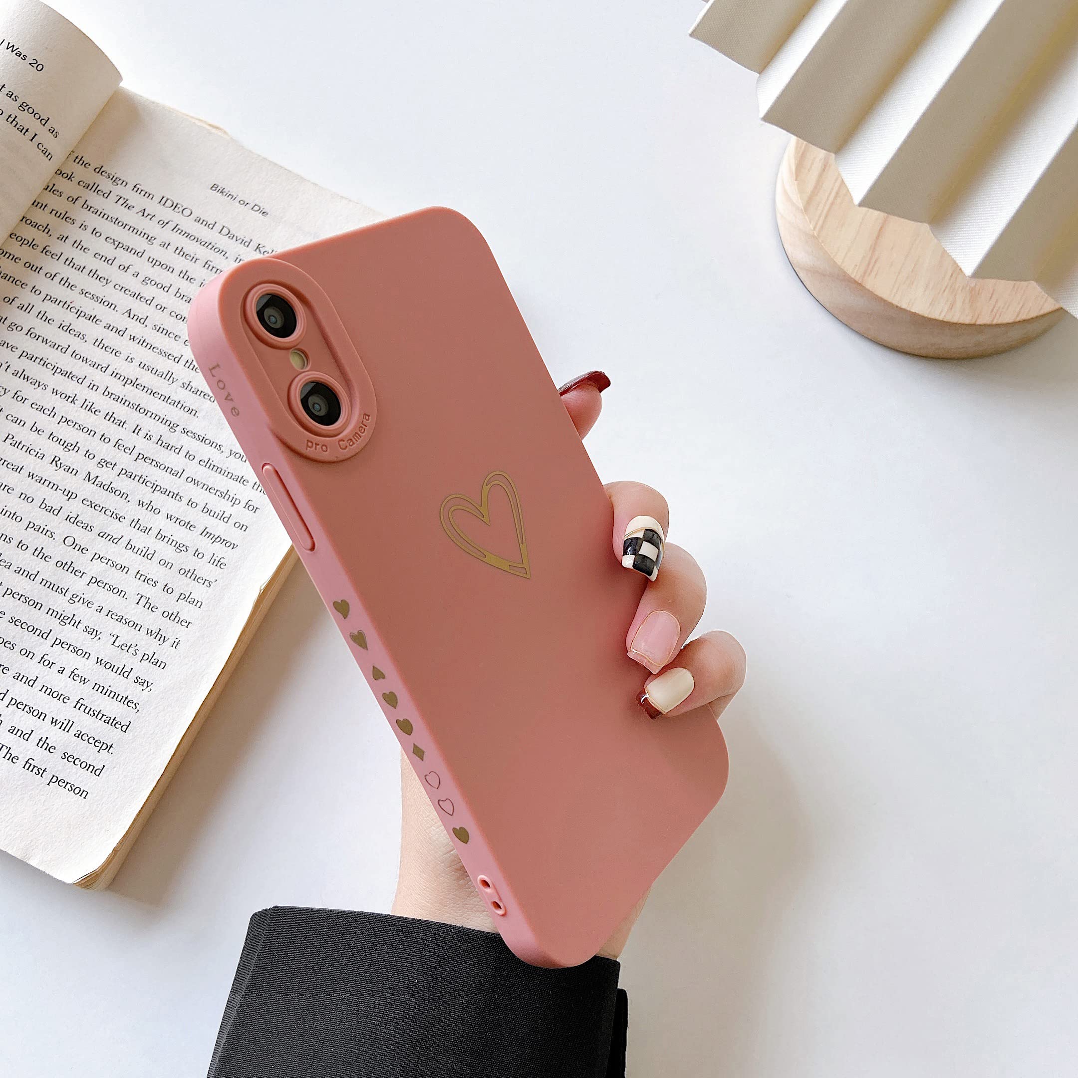 Qokey Cute Plated Love Heart iPhone X/Xs Case 5.8