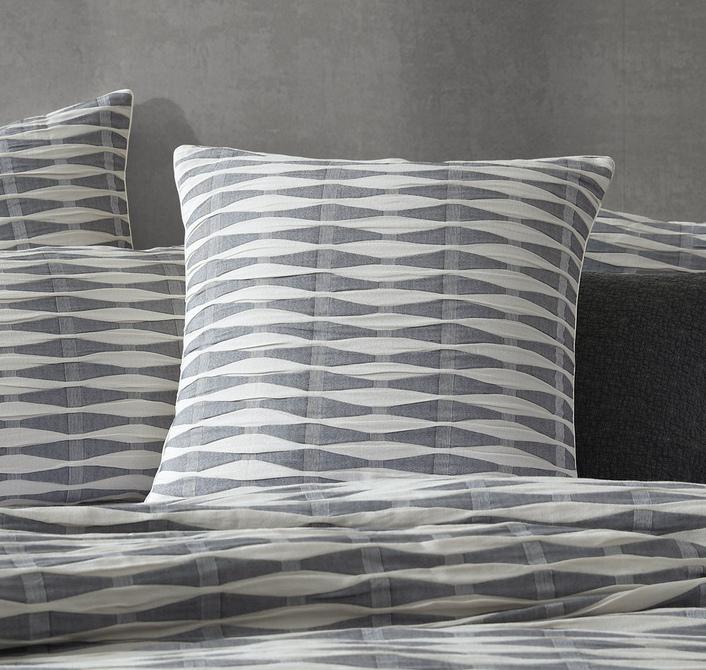 Premium Kirby Charcoal European Pillowcase Set - Luxury 100% Cotton Shams by Logan & Mason Platinum - Perfect for Bedroom Decor, Guest Rooms & Cozy Home Styling