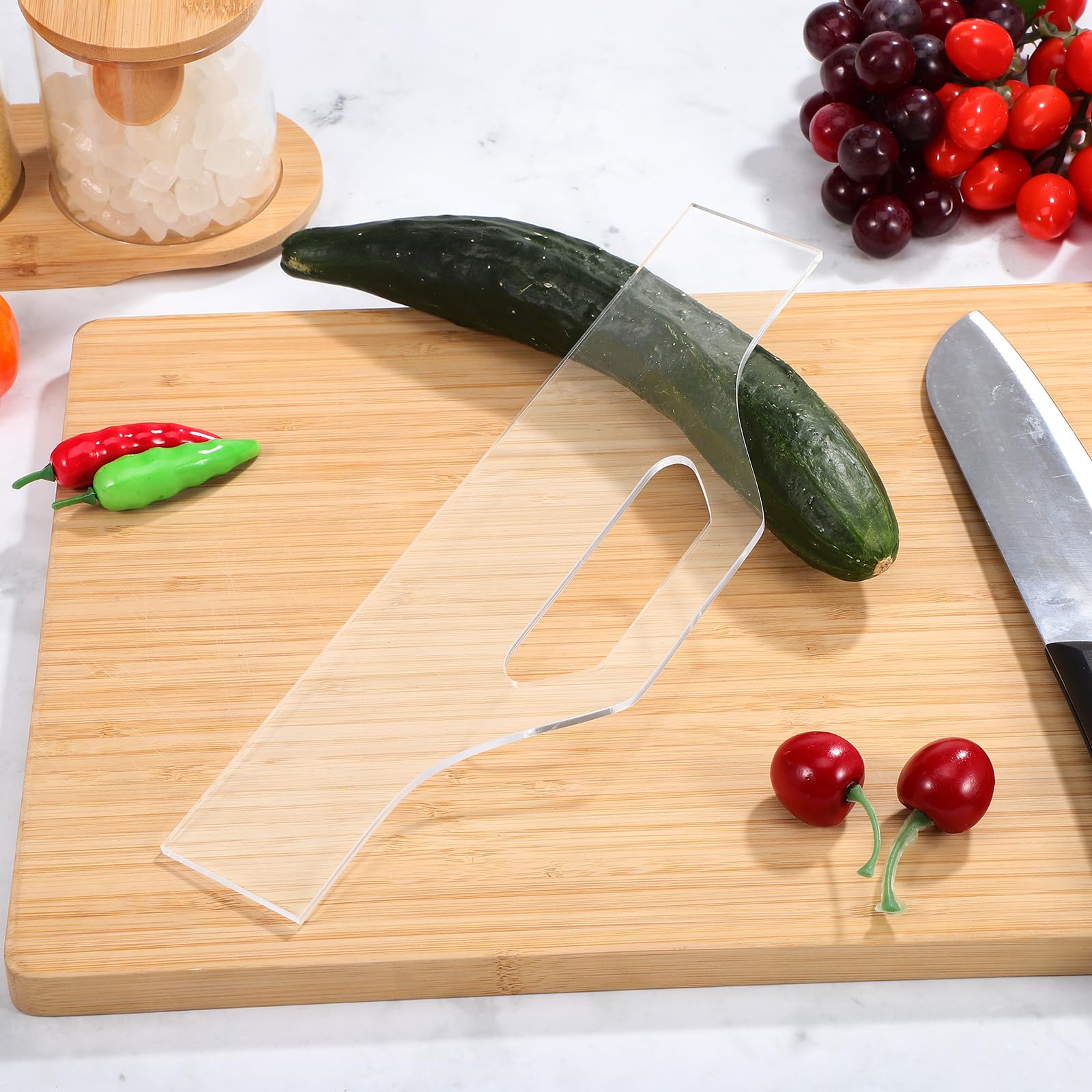 Premium Clear Acrylic Cutting Board with Non-Slip Handles - Kitchen Charcuterie & Woodworking Template Guide with Counter Lip | Perfect for Food Prep, Cheese Platters & DIY Craft Projects