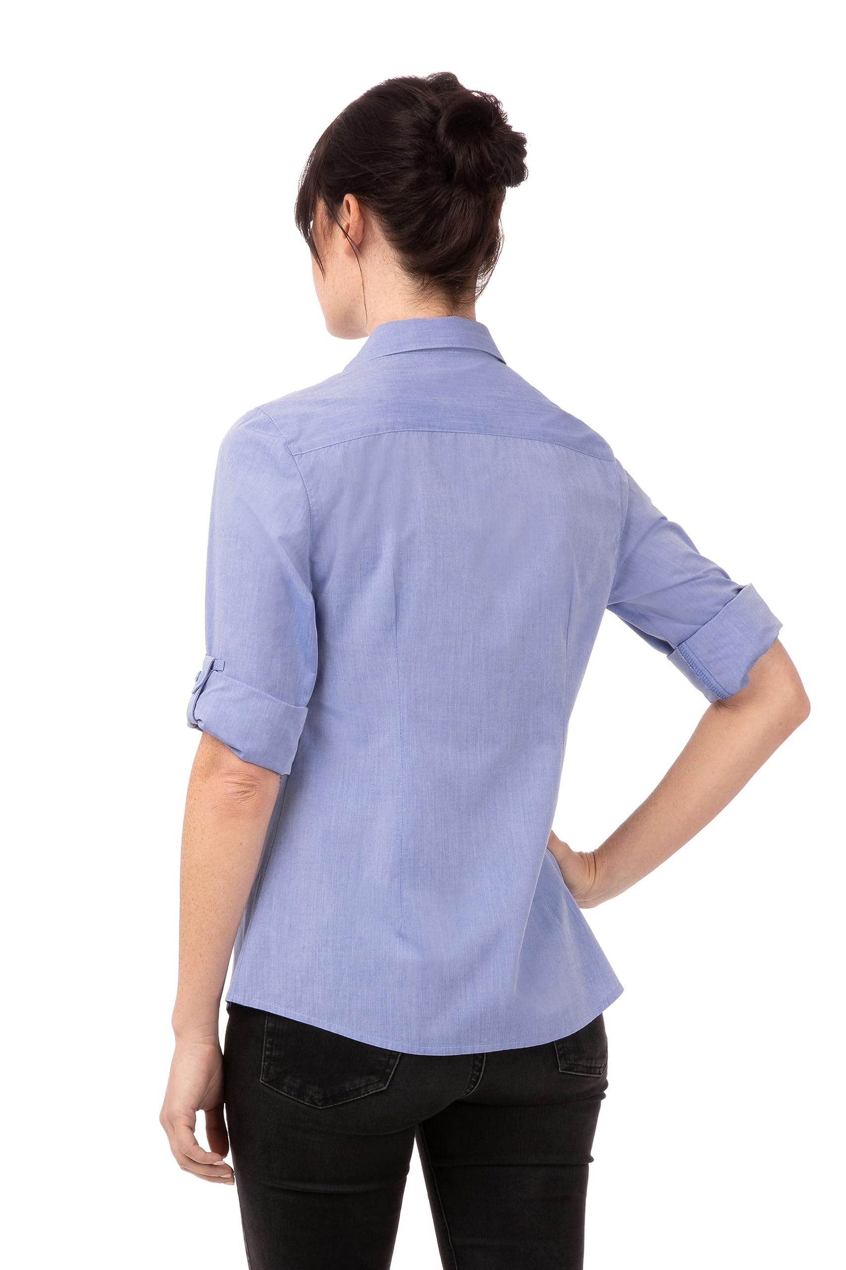 Chef Works Women's Modern Chambray Dress Shirt - Professional Kitchen & Office Wear - Comfortable Work Uniform for Chefs, Waitresses & Hospitality Staff