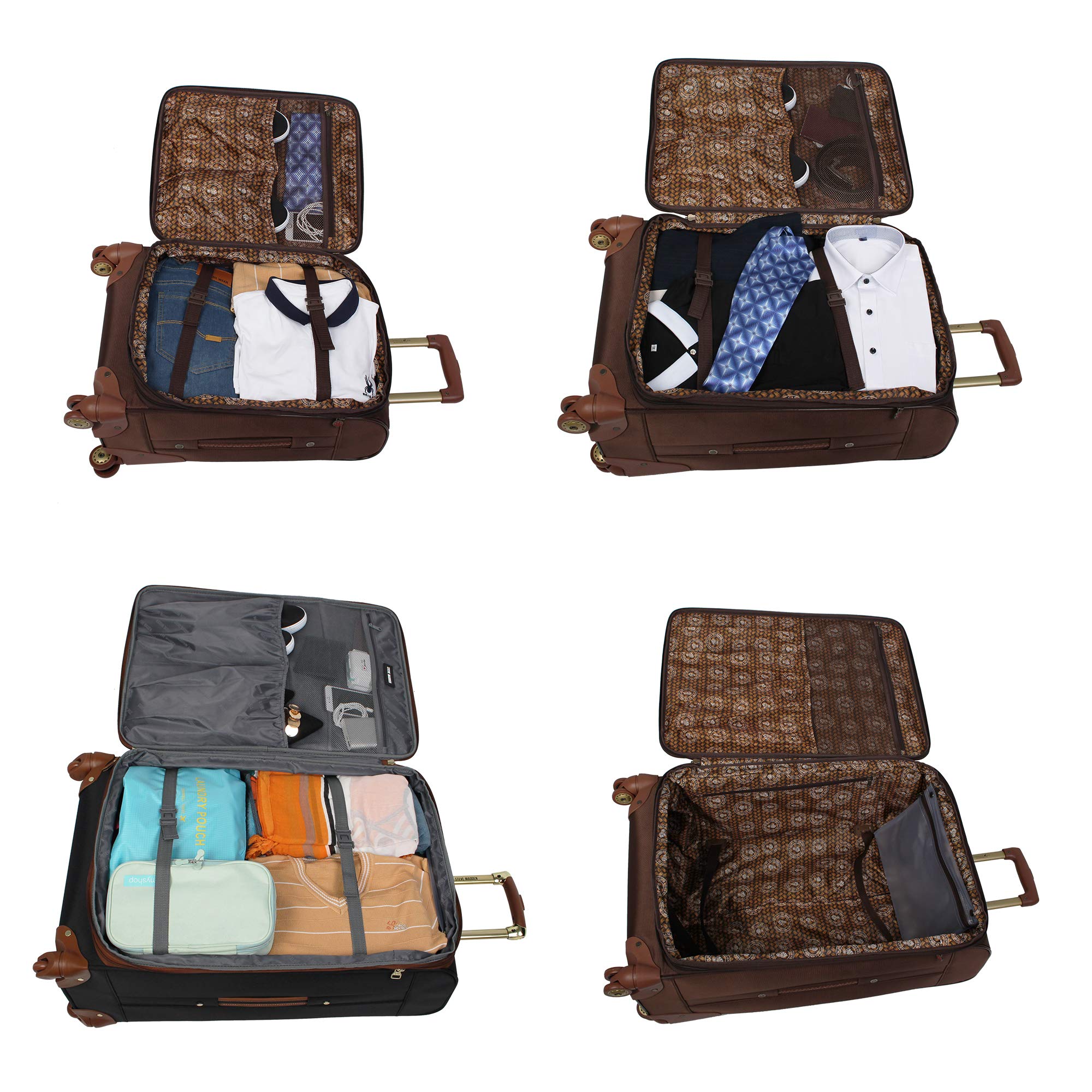 Pathfinder 4-Piece Spinner Luggage Set with Telescoping Handle - Chocolate Brown Hardshell Suitcase for Travel, Business Trips & Vacations - Lightweight & Durable Spinner Wheels