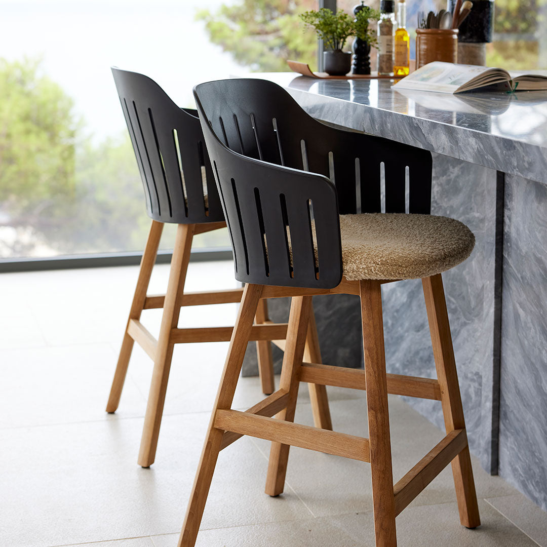Premium Outdoor Counter Chair with Comfortable Seat Cushion & Durable Wood Base - Perfect for Patio, Deck, Poolside & Backyard Relaxation