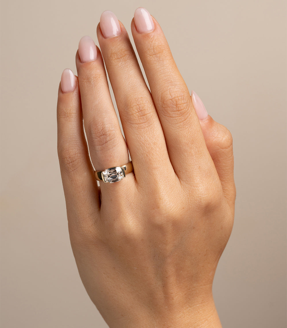 Bardot Half Bezel Engagement Ring - 14K White Gold Diamond Wedding Band for Women | Perfect for Proposals, Anniversaries & Special Occasions