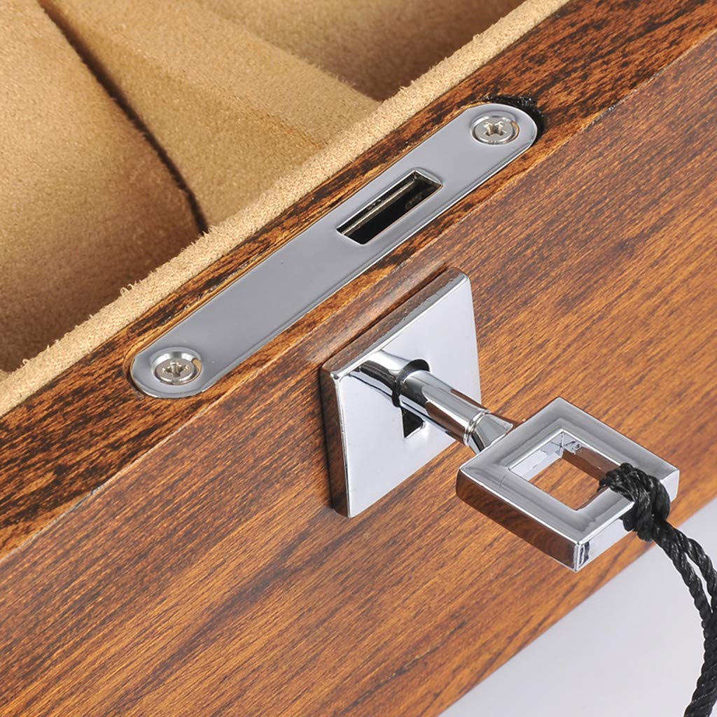 5 Grid Jewelry Display Box for Watches & Bracelets - Brown Organizer with Pillows & Clasp for Retail Stores