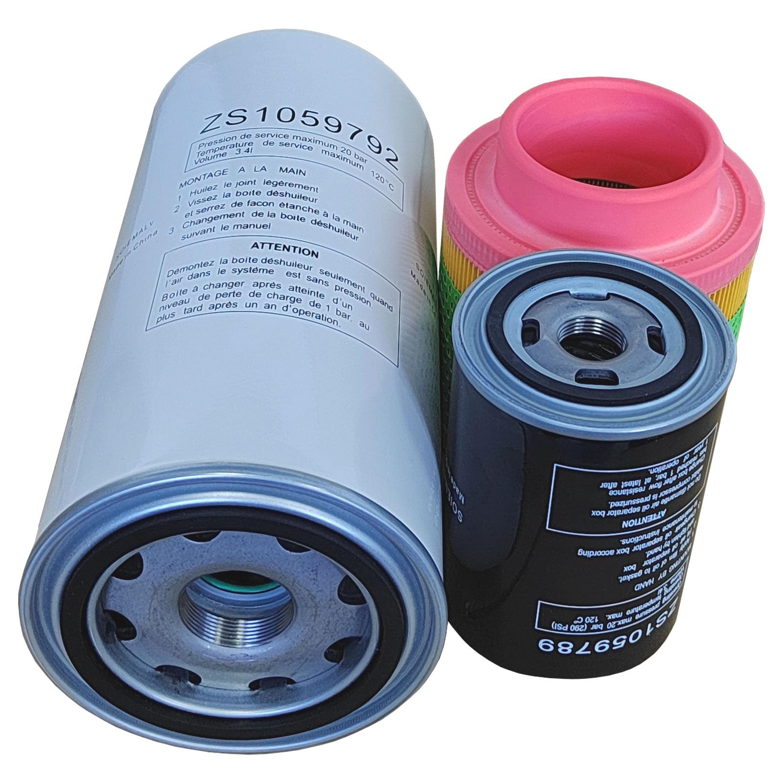 Air Compressor Filter Kit - ZS1059792 Air/Oil Separator, ZS1059789 Oil Filter, ZS1060579 Air Filter Replacement Parts | Compatible with Industrial & Home Air Compressors for Workshop & Garage Use