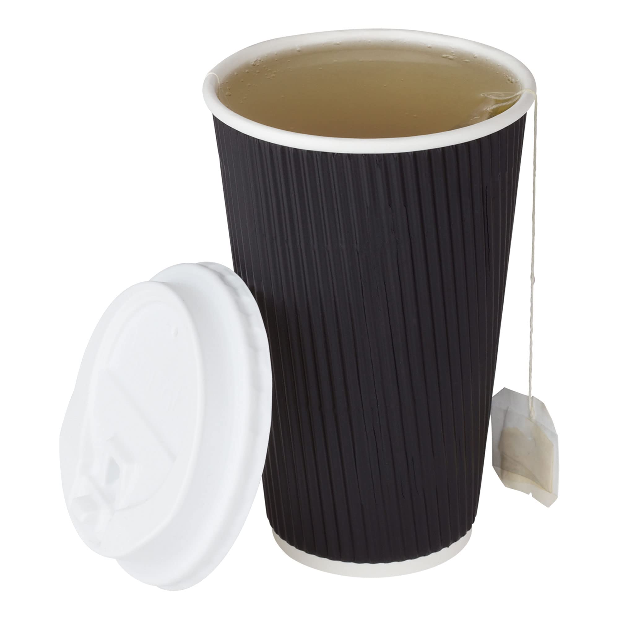 Karat 16oz Ripple Insulated Coffee Cups [500 Count] - Double Poly Lined Hot Drink Containers for Coffee, Tea & Cocoa - Perfect for Offices, Cafes & Catering - Black (C-KRC516B)