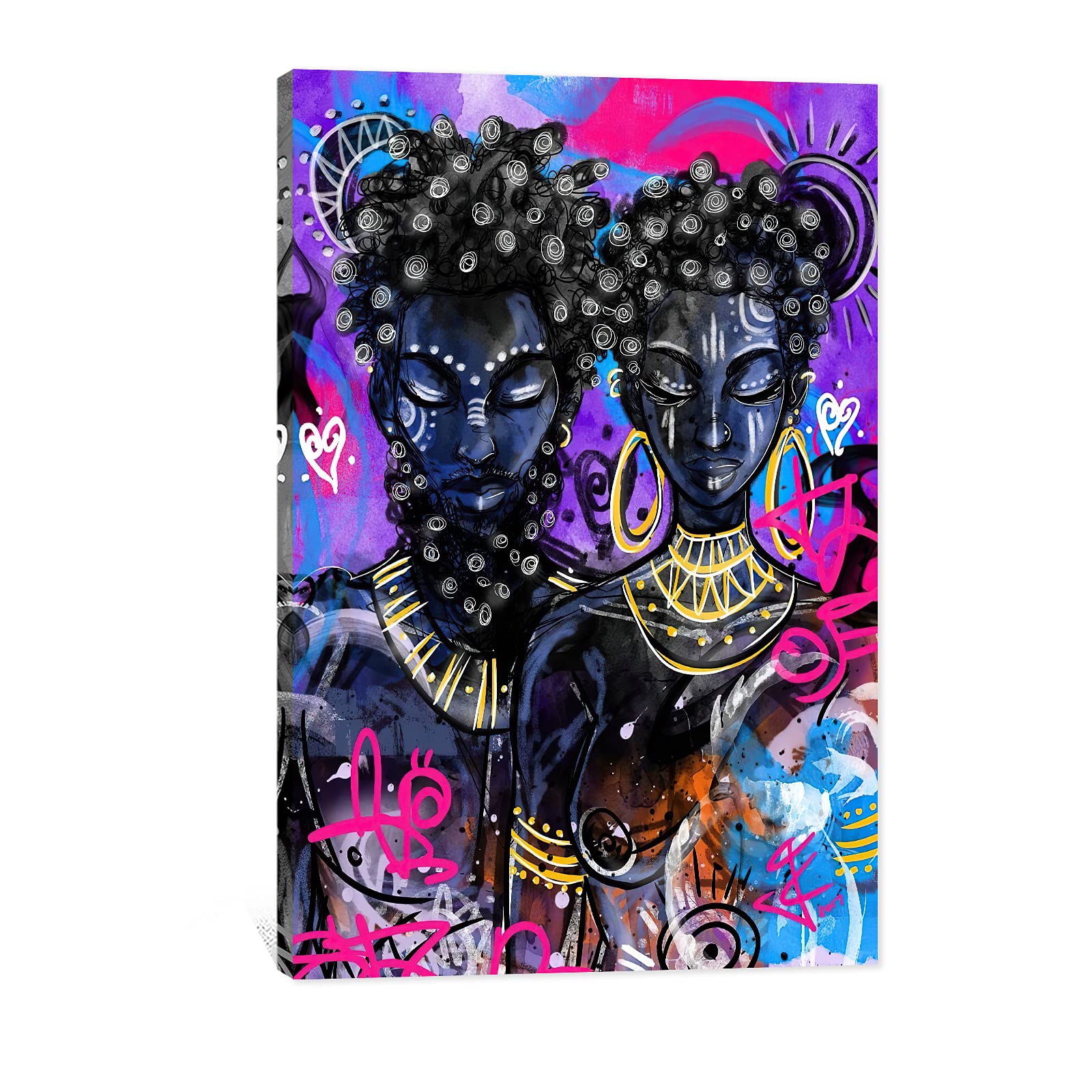 TIMUBA Black Art Paintings for Wall Decor - African American Magic Poster Wall Art, King & Queen Canvas Print (28x40 Inches) - Perfect for Bedroom, Bathroom, Living Room & Office Wall Decorations