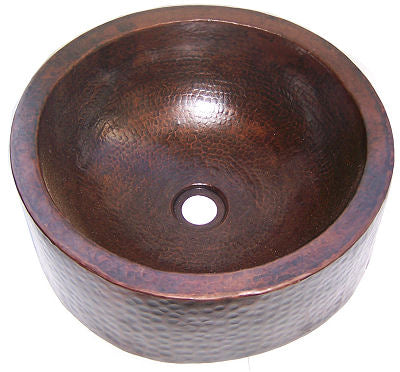 Hammered Round Copper Bathroom Sink - Vintage Farmhouse Apron Style for Rustic & Modern Decor - Perfect for Bathrooms, Kitchens, and Vanities