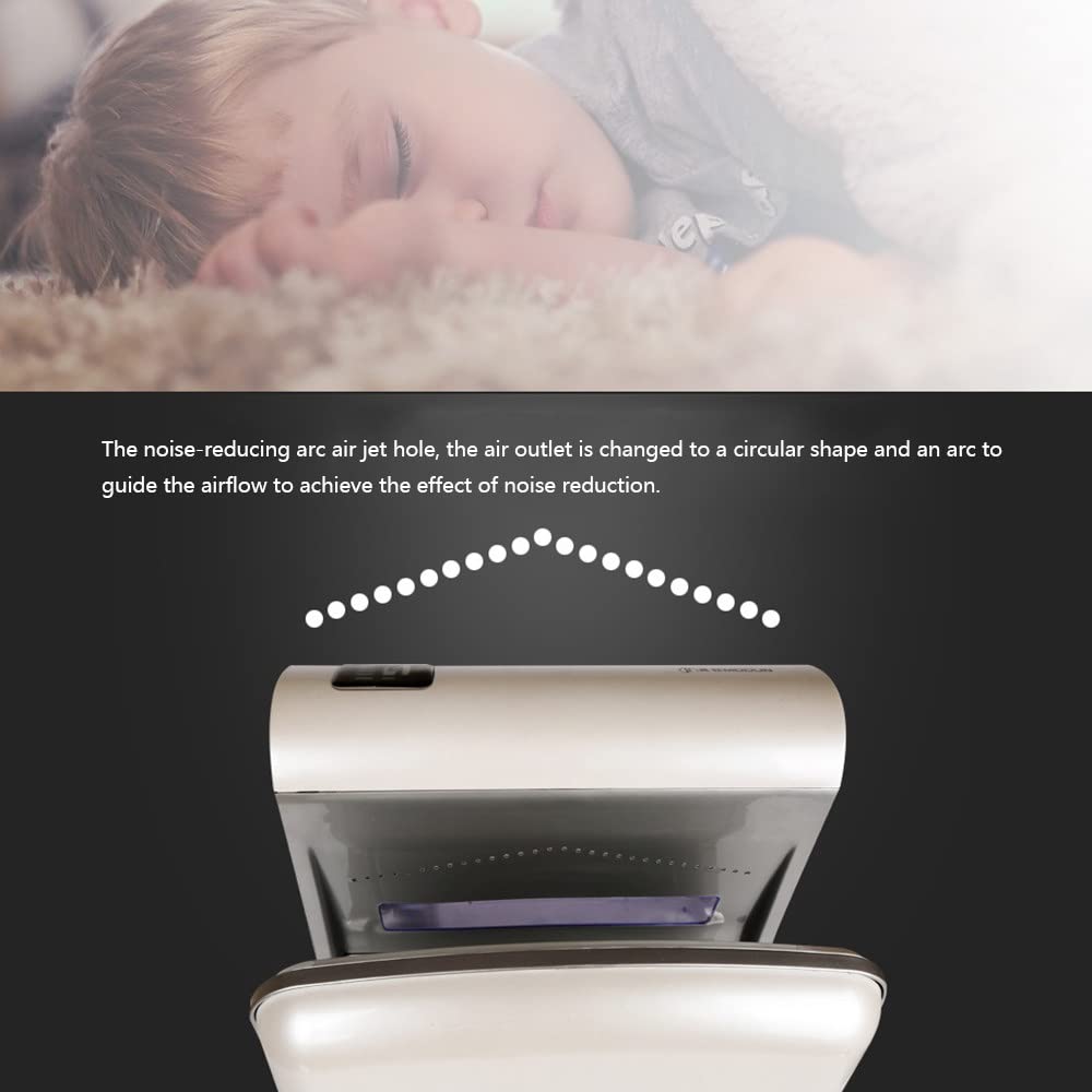 2000W High-Speed Vertical Hand Dryer - Commercial Automatic Hand Dryer with Hot/Cold Air Switch & Water Collection - Dries Hands in 5-7 Seconds - Ideal for Bathrooms, Restaurants, Hotels, and Public Restrooms (Gold)