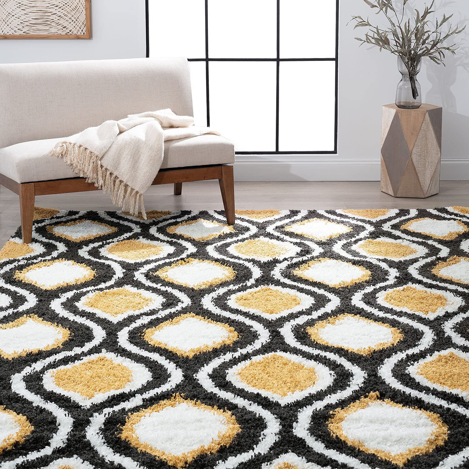 Premium Gold 4x6 Shag Area Rug - Soft Plush Easy Clean Modern Indoor Carpet for Living Room, Bedroom, Dining Room & Entryway - Luxury Shaggy Floor Mat for Home Decor & Cozy Comfort