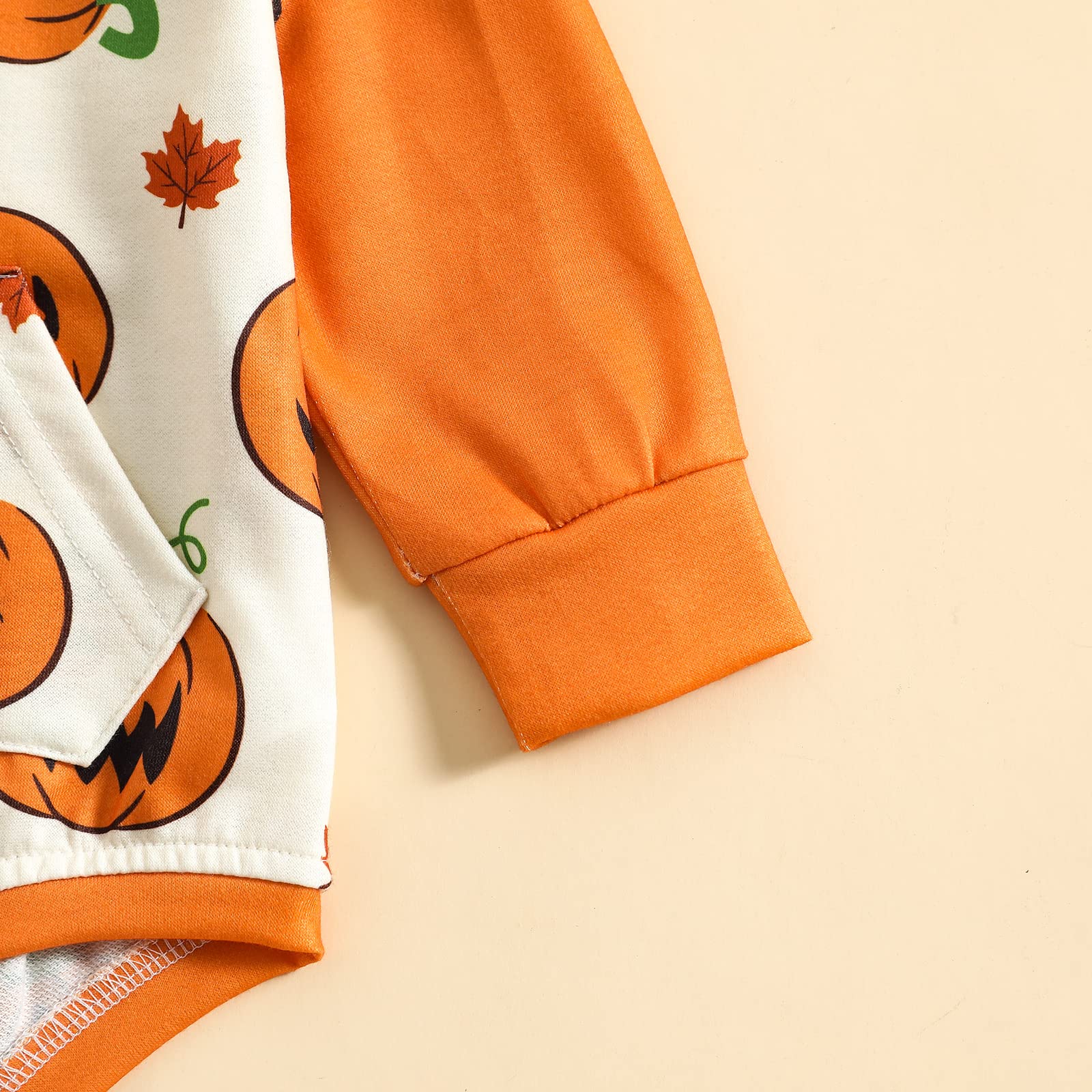 Halloween Baby Outfit - Pumpkin Romper Sweatshirt Hoodie with Long Sleeves | Cute Fall & Winter Costume for Boys & Girls | Perfect for Trick-or-Treating, Photo Shoots & Holiday Parties
