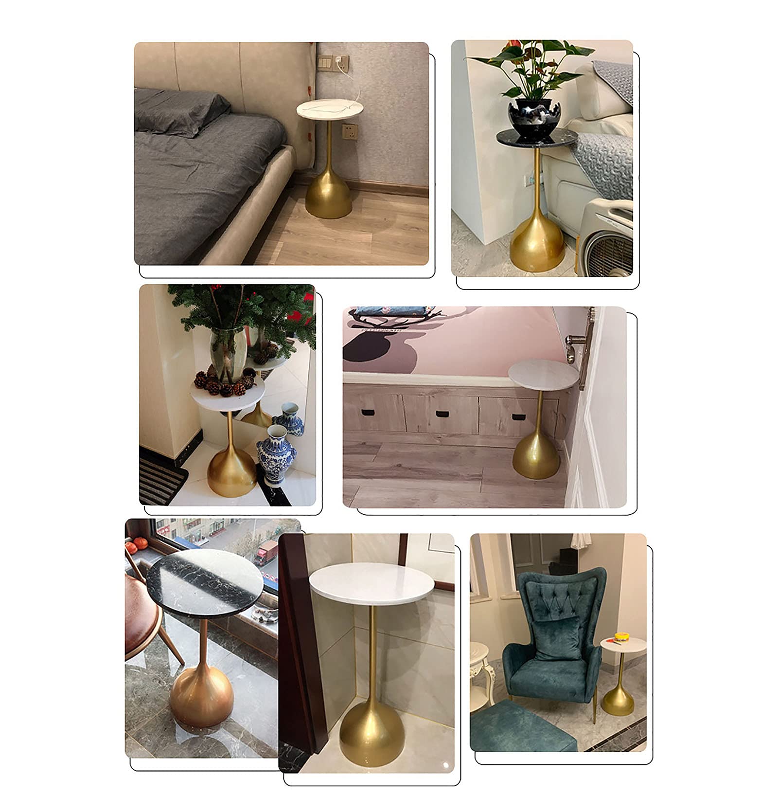 Nordic Modern Round Coffee Table Set - Wrought Iron Side & End Tables for Living Room, Bedroom - Gold & Blue Luxury Furniture for Home Decor & Small Space