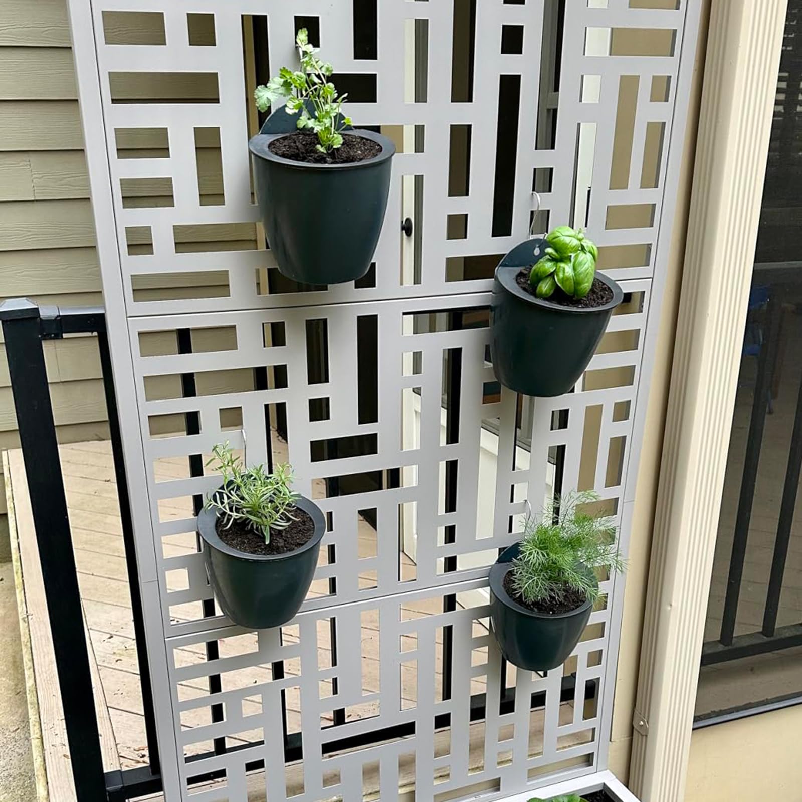 HOIGON 6 Pack 7 Inch Self Watering Hanging Planters - Plastic Wall Hanging Flower Pots with S-Hooks & Wicks - Low Maintenance Indoor Outdoor Plant Pots for Orchids, African Violets - Perfect for Balcony, Patio, Garden Decor (Gray)