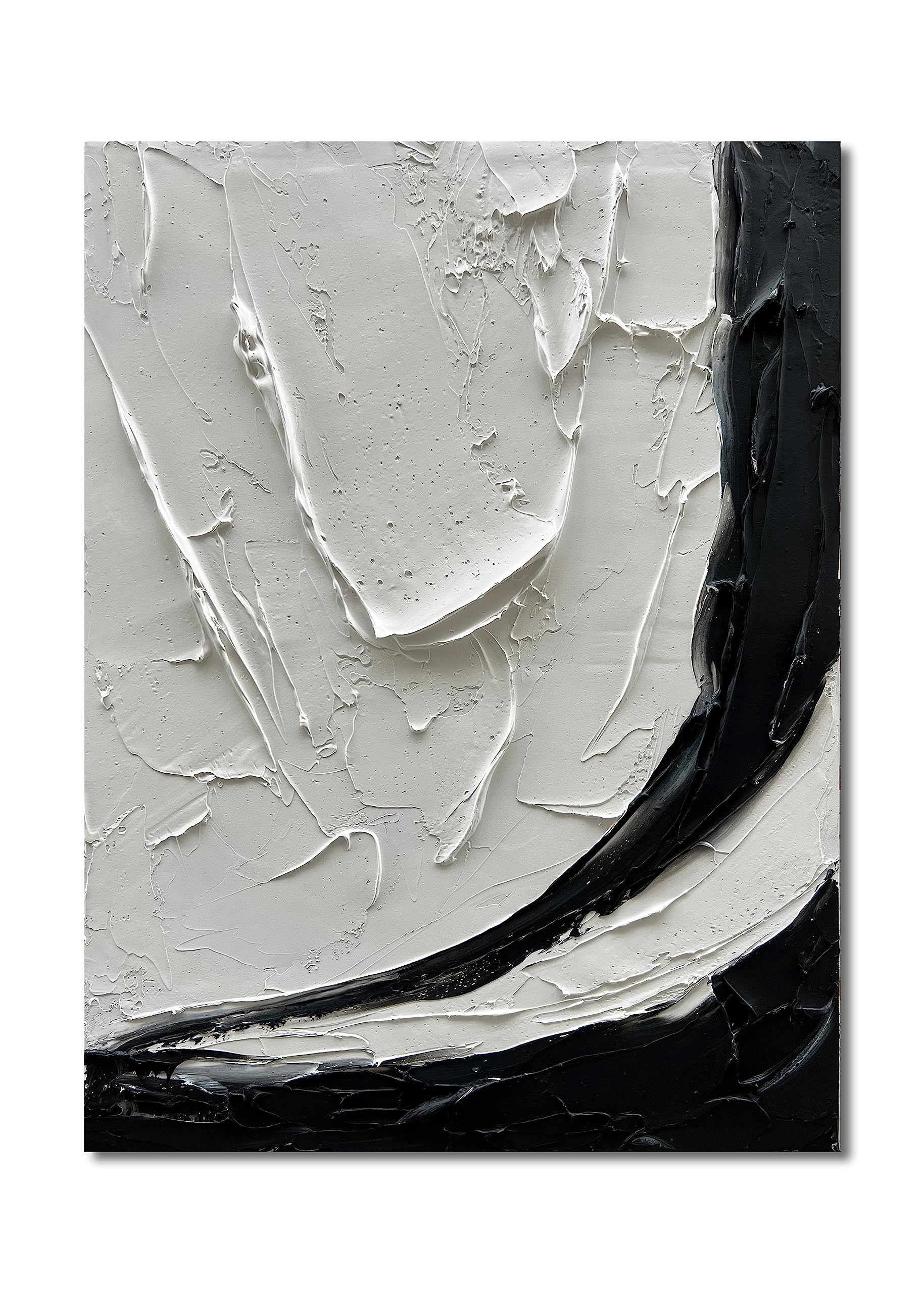 40x28 Inch Modern Black and White Minimalist Oil Painting - Hand-Painted Wall Art for Home & Office Decor | Living Room, Bedroom, Dining Room Wall Decoration