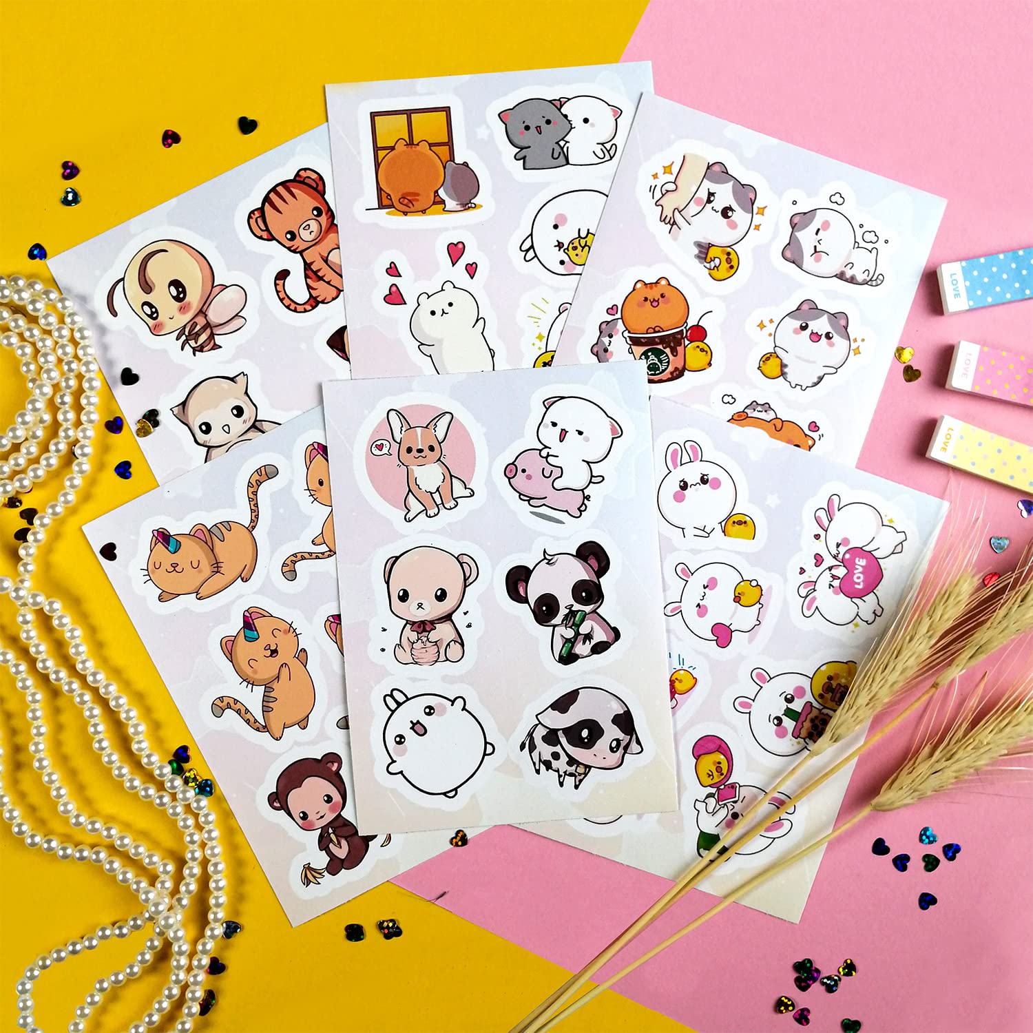 Cute Kawaii Animal Stickers for Water Bottles & Laptops