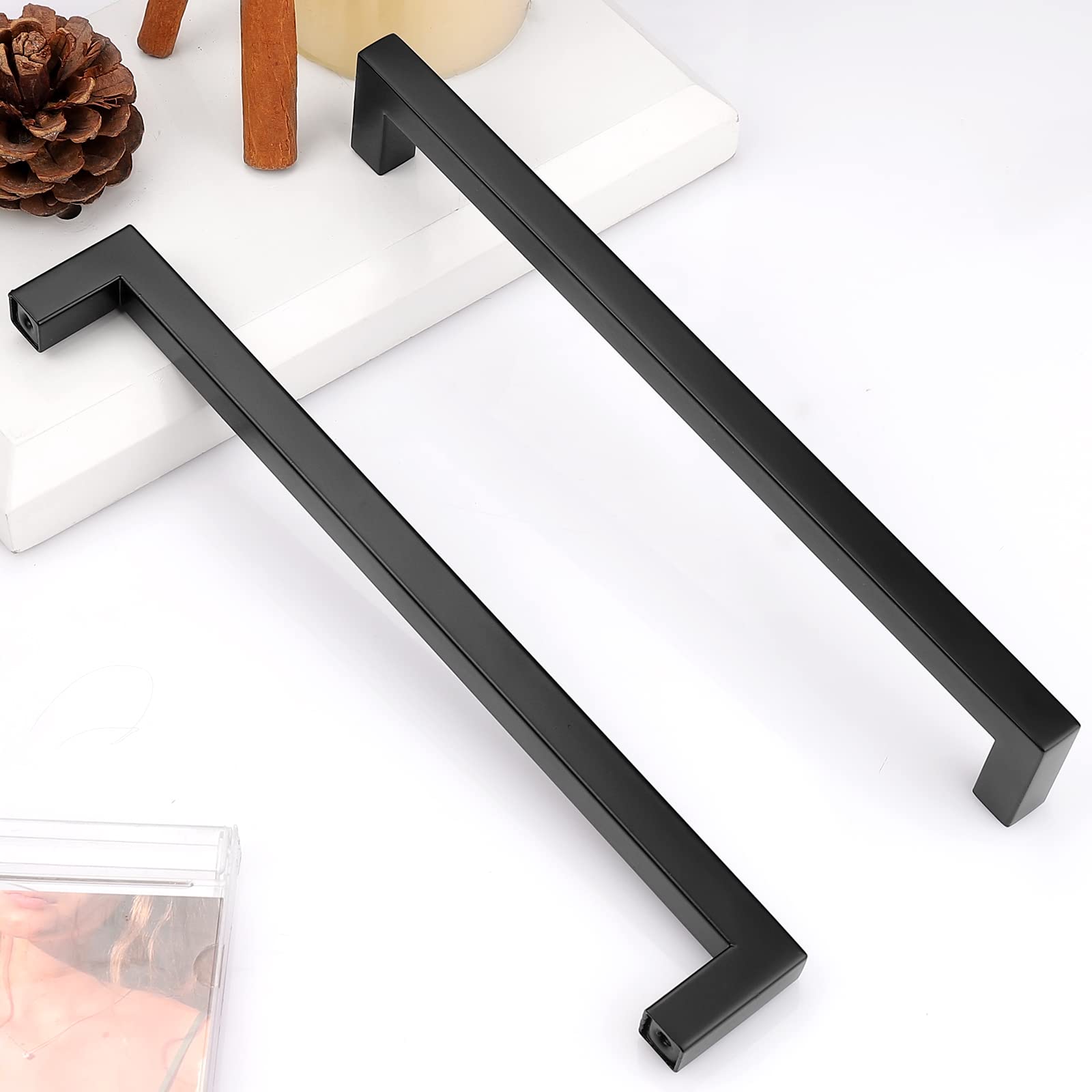 20 Pack Black Square Cabinet Pulls 12-3/5