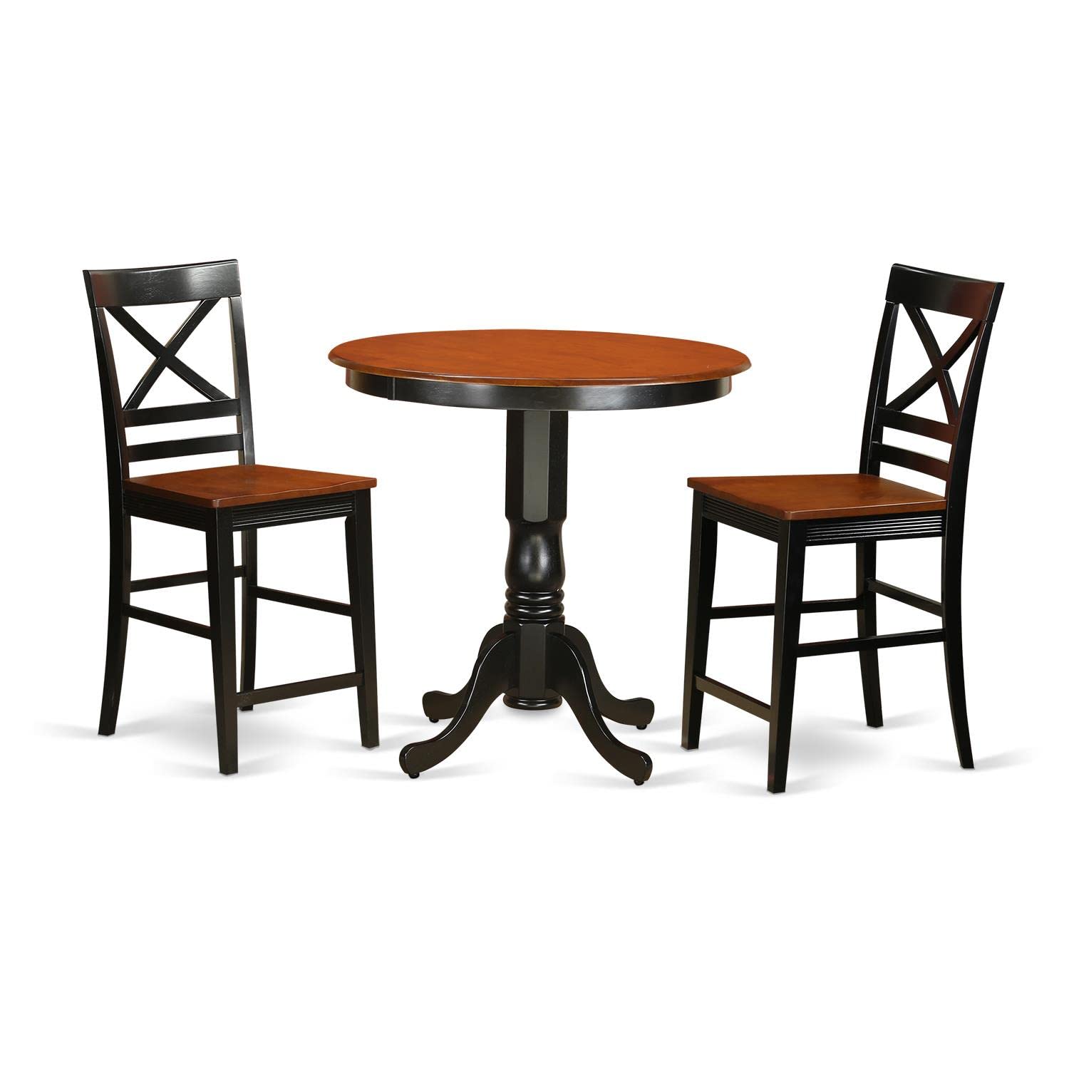 East West Furniture JAQU3-BLK-W 3-Piece Counter Height Dining Set - 36