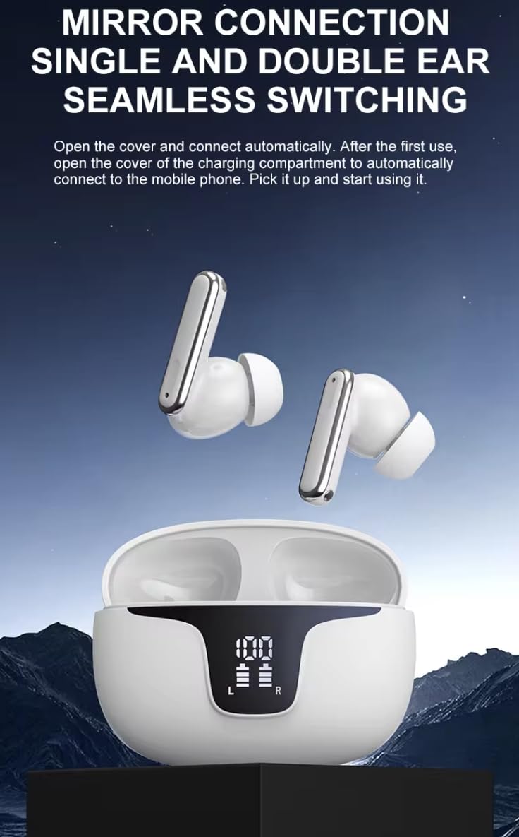 ENC TWS Earbuds Bluetooth 5.3 Wireless Earbuds with Noise Cancellation, IPX7 Waterproof Sport Earphones, 30H Playtime for Running, Gym, Workout & Commuting (White, XY-19)