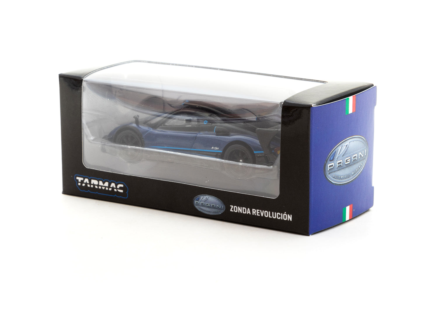 Tarmac Works 1/64 Pagani Zonda Revolución Blue Metallic Diecast Model Car - Collectible Miniature Vehicle for Display & Racing Scenes