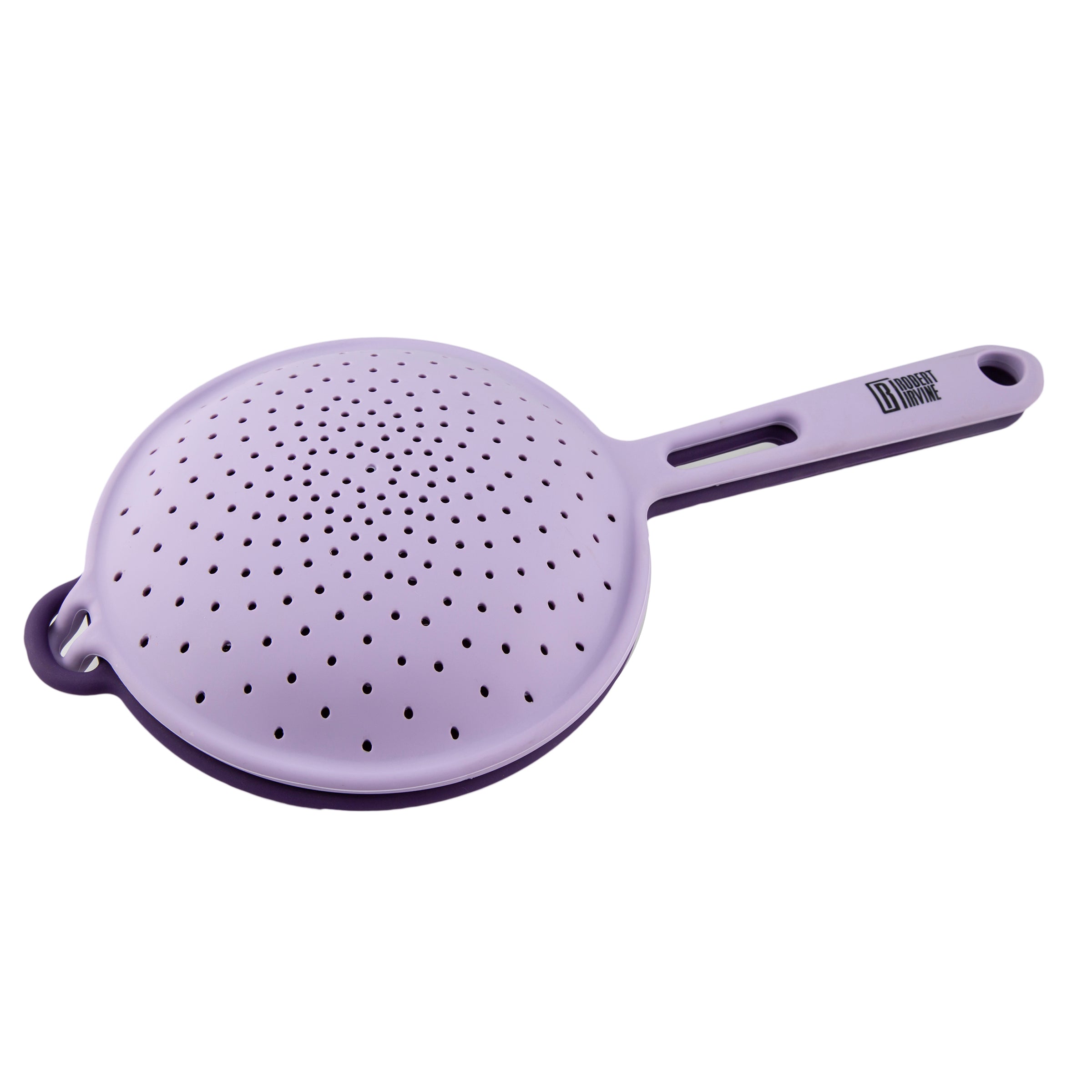 Robert Irvine 2-Piece Silicone Colander Set - Purple | BPA-Free Strainer for Pasta, Vegetables & Fruits | Perfect for Kitchen, Camping & Meal Prep