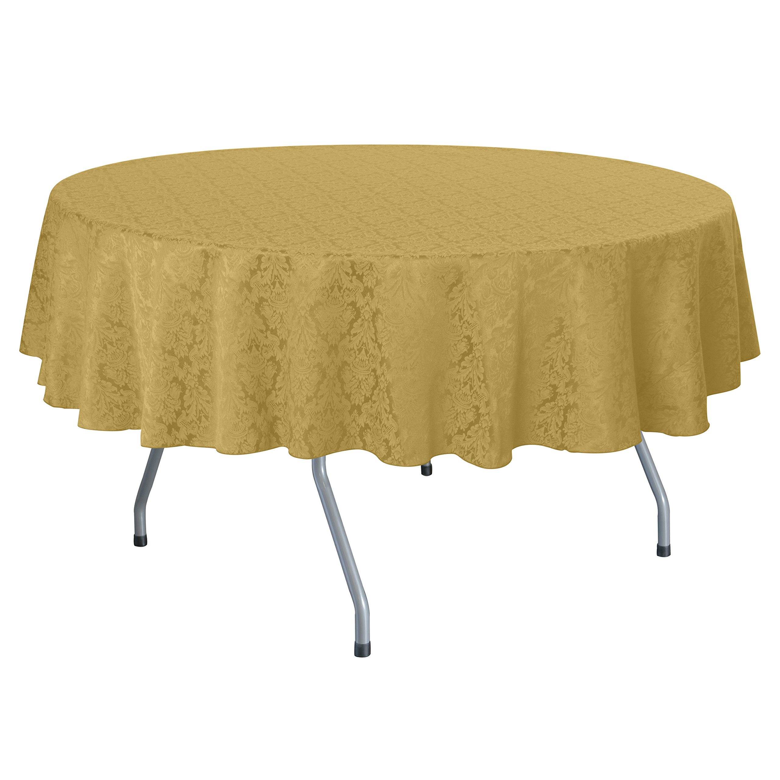 5-Pack Gold Saxony 60-Inch Round Damask Tablecloths for Dining Tables Under 60