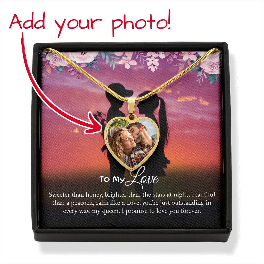 Personalized 'To My Love' Heart Necklace with Engraved Message Card & Gift Box - Romantic Birthday Gift for Her/Him, Anniversary Present for Couples - Perfect for Valentine's Day, Weddings & Special Occasions