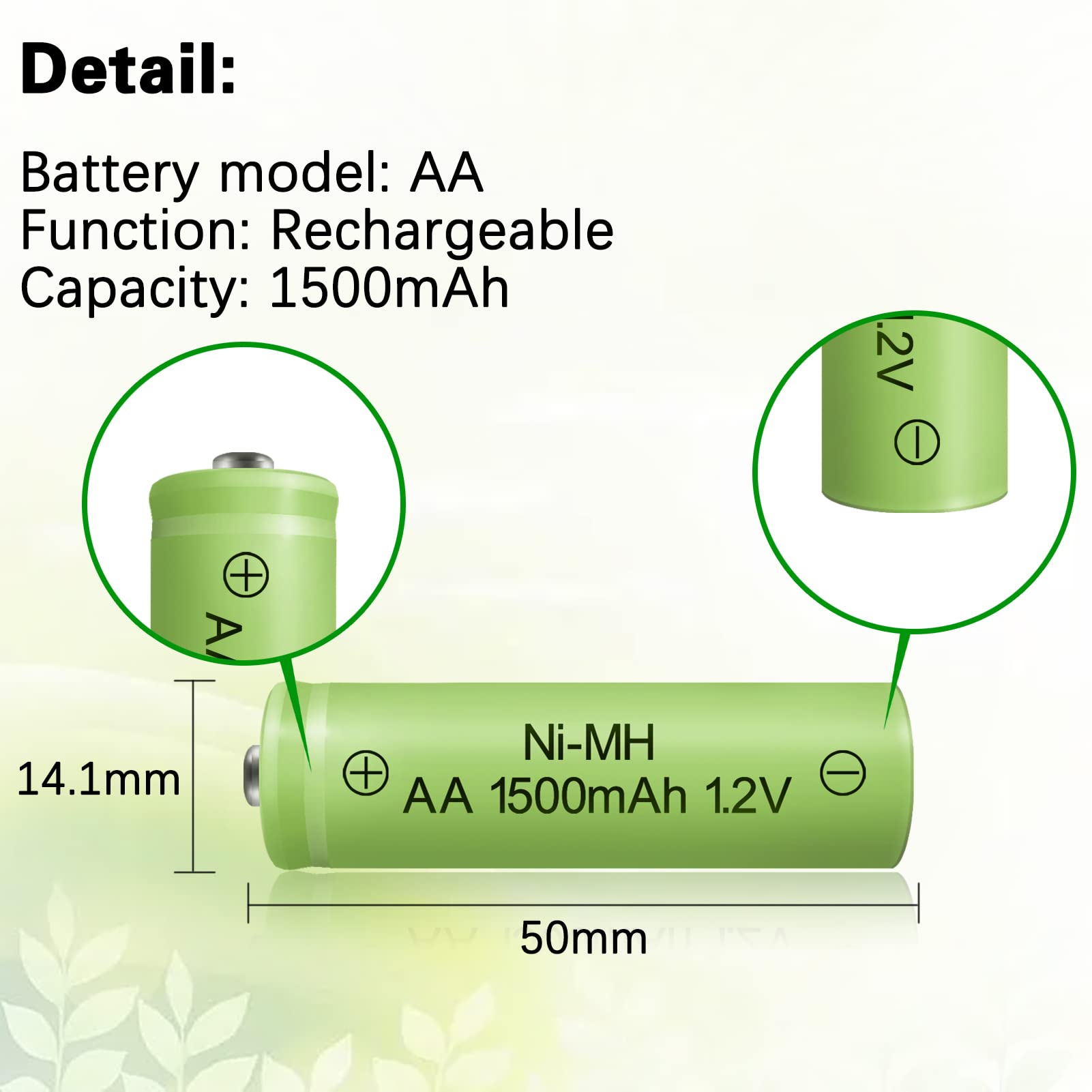 High Capacity 1.2V AA Rechargeable NiMH Batteries (1500mAh, 8-Pack) - Low Self Discharge for Solar Lights, Lanterns & String Lights | Perfect for Outdoor, Emergency & Decorative Lighting