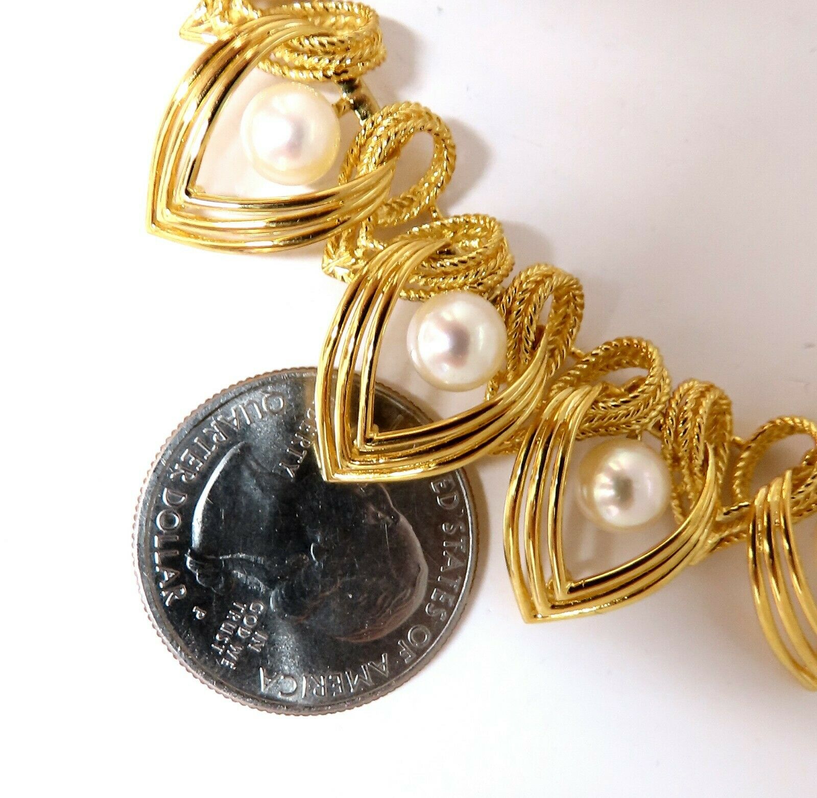 6.3mm Natural Japanese Akoya Pearl Necklace - 18K Gold Two-Tier Intertwined Twist Design - Perfect for Weddings, Anniversaries & Special Occasions