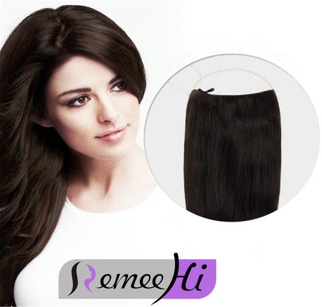 Remeehi Straight Invisible Wire Micro Hair Extensions - 100% Remy Human Hair, 20 Inches, 80g, #1B Natural Black - Perfect for Daily Wear, Parties & Special Occasions