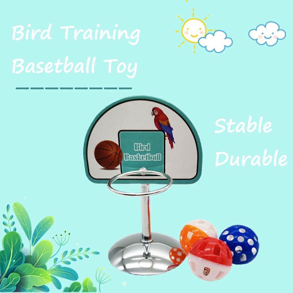 Colorful Parrot Training Toys Set with Screwed Base - Interactive Bird Basketball Stacking Rings, Chewable Foraging Ball & Play Gym Activity Toys for Cockatiels, Parakeets, Macaws | Cage Entertainment & Mental Stimulation for Pet Birds