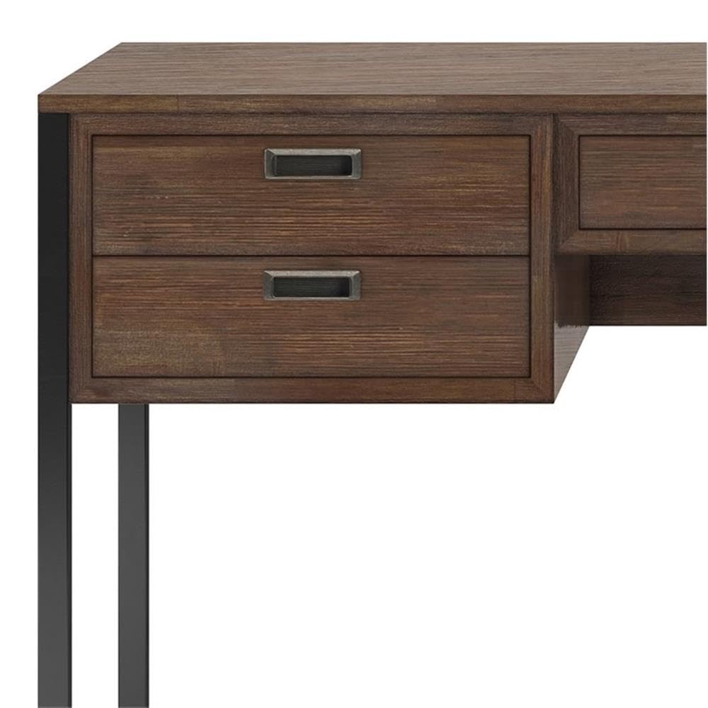 Allora 60-Inch Wide Modern Solid Wood Desk in Rustic Natural Aged Brown Finish - Perfect for Home Office, Study Room & Workspace