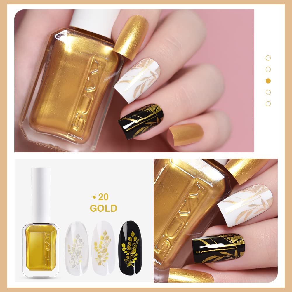 4 Colors 10ml Nail Polish Set - Gold Silver Metallic Jelly Nail Lacquer for Nail Art Design | Long Lasting Pigment Polish for Manicure, Pedicure & DIY Nail Art (Perfect for Parties, Weddings & Special Occasions)