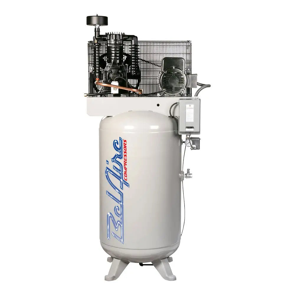 Belaire 338VLE Elite 2 Stage Electric Air Compressor - 7.5HP 80 Gallon Vertical 230V/3 Phase - Perfect for Industrial Workshops, Auto Repair & Heavy Duty Applications