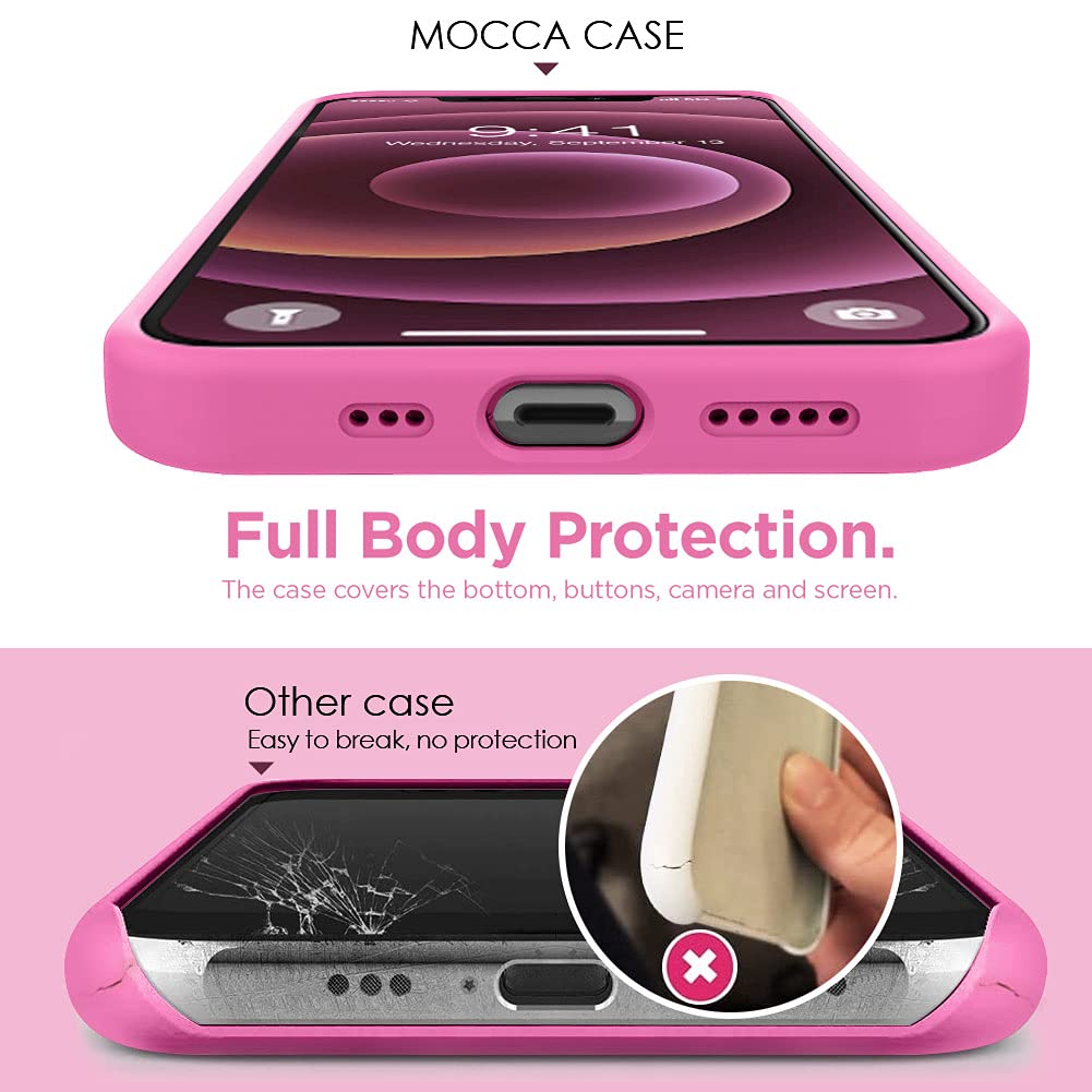 MOCCA iPhone 12 Pro Max Case 6.7 inch with Ring Kickstand & Shockproof Protection | Soft Microfiber Lining | Anti-Scratch Full Body Cover | Compatible with iPhone 12 Pro Max - Pitaya Color | Perfect for Work, Travel & Everyday Use