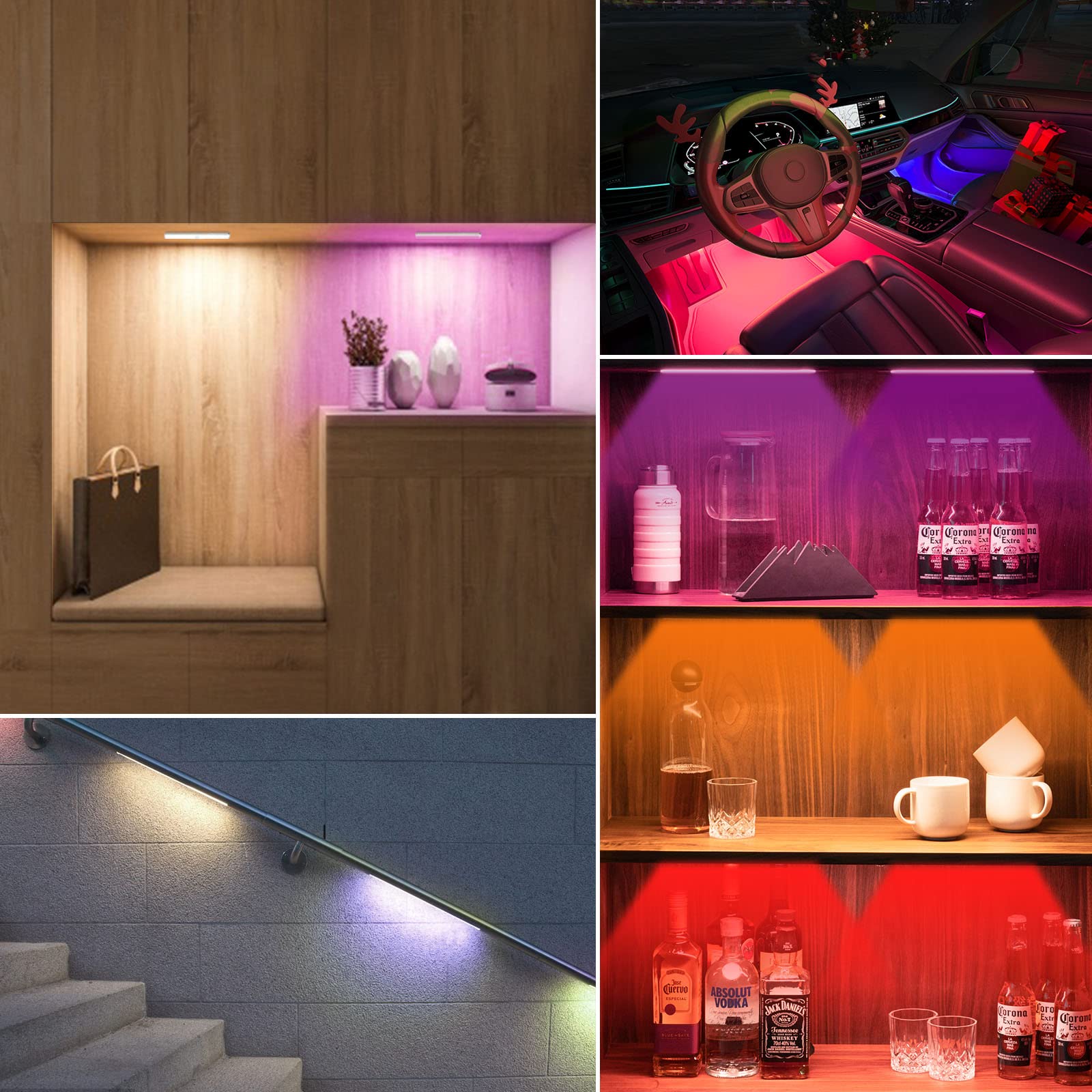 Diomart Rechargeable Under Cabinet Lights with Motion Sensor - 58 LED Wireless Night Lights for Kitchen, Wardrobe, Hallway & Stairs - Remote Control Included (6 Pack) - Perfect for Dark Spaces, Closets & Home Safety Lighting