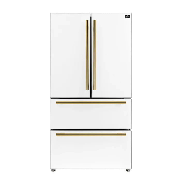 36 Inch Black FORNO Espresso Moena French Door Refrigerator - 19.2 Cu.ft Capacity, Energy Efficient FFRBI1820 36BLK Model - Perfect for Modern Kitchens, Entertaining & Large Family Storage
