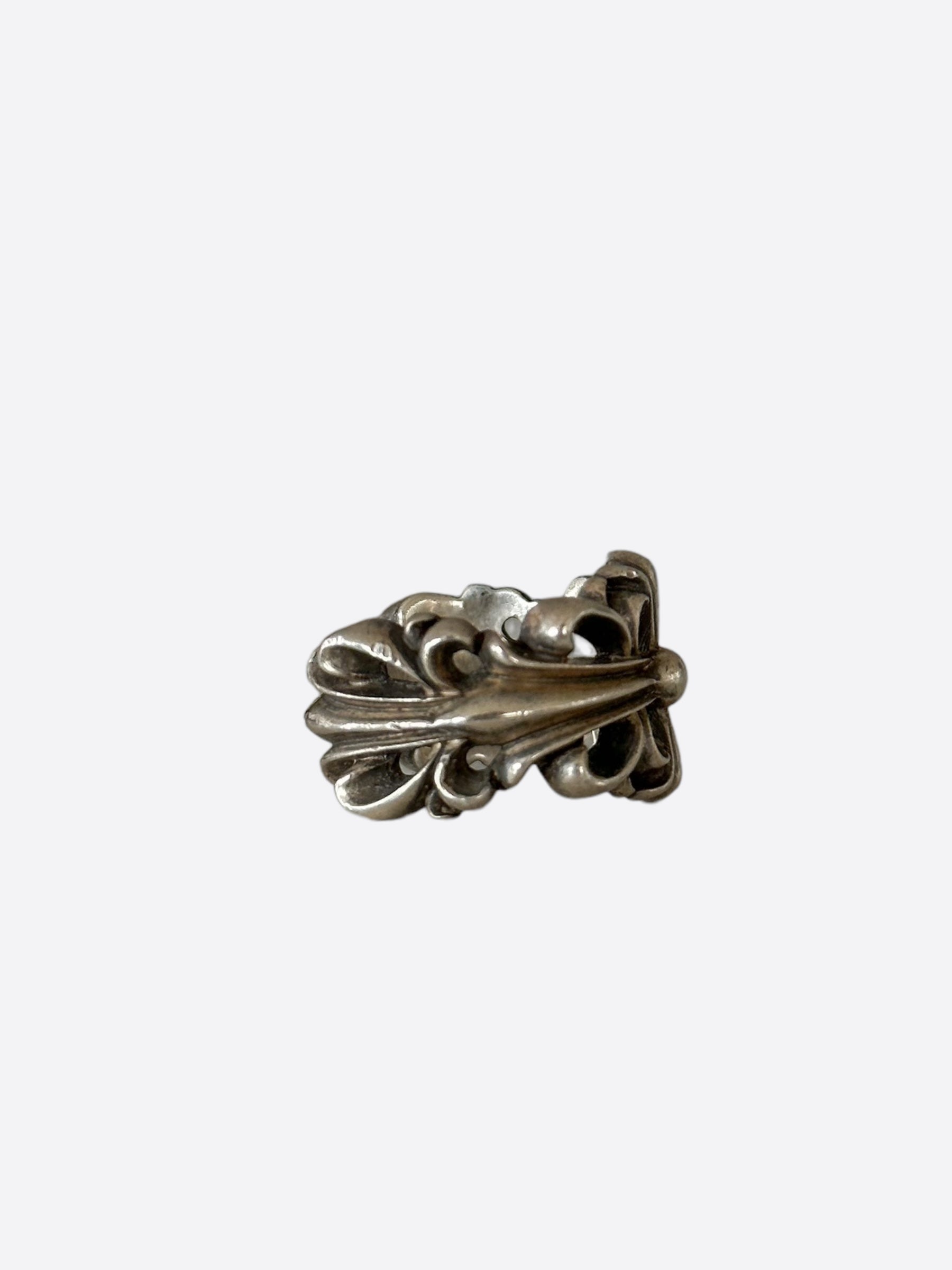 Chrome Hearts Sterling Silver Floral Cross Ring for Women - Elegant Gothic Jewelry for Everyday Wear & Special Occasions